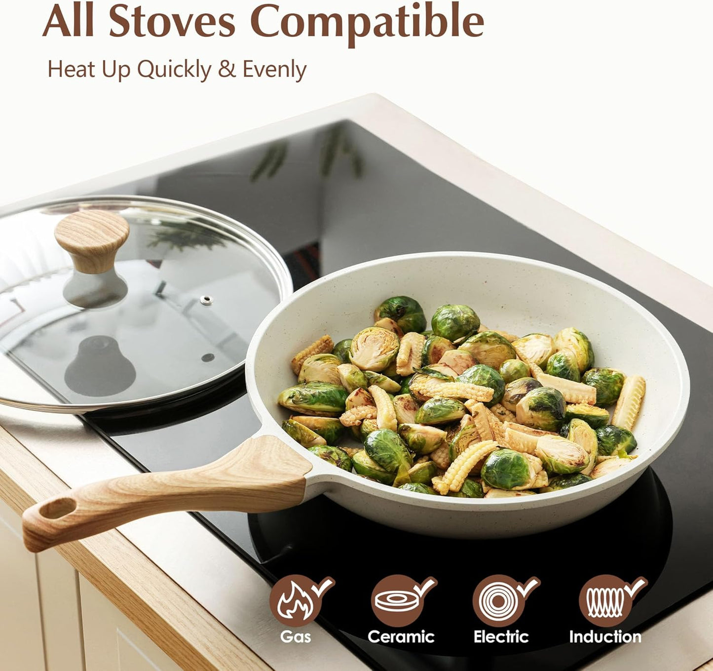 SENSARTE Nonstick Ceramic Frying Pan Skillet with Lid, 11 Inch Omelet Pan, Healthy Non Toxic Chefs Pan, Induction Compatible Egg Pan with Heat Resistant Handle, Free of Intentionally Added PFAS/PTFE