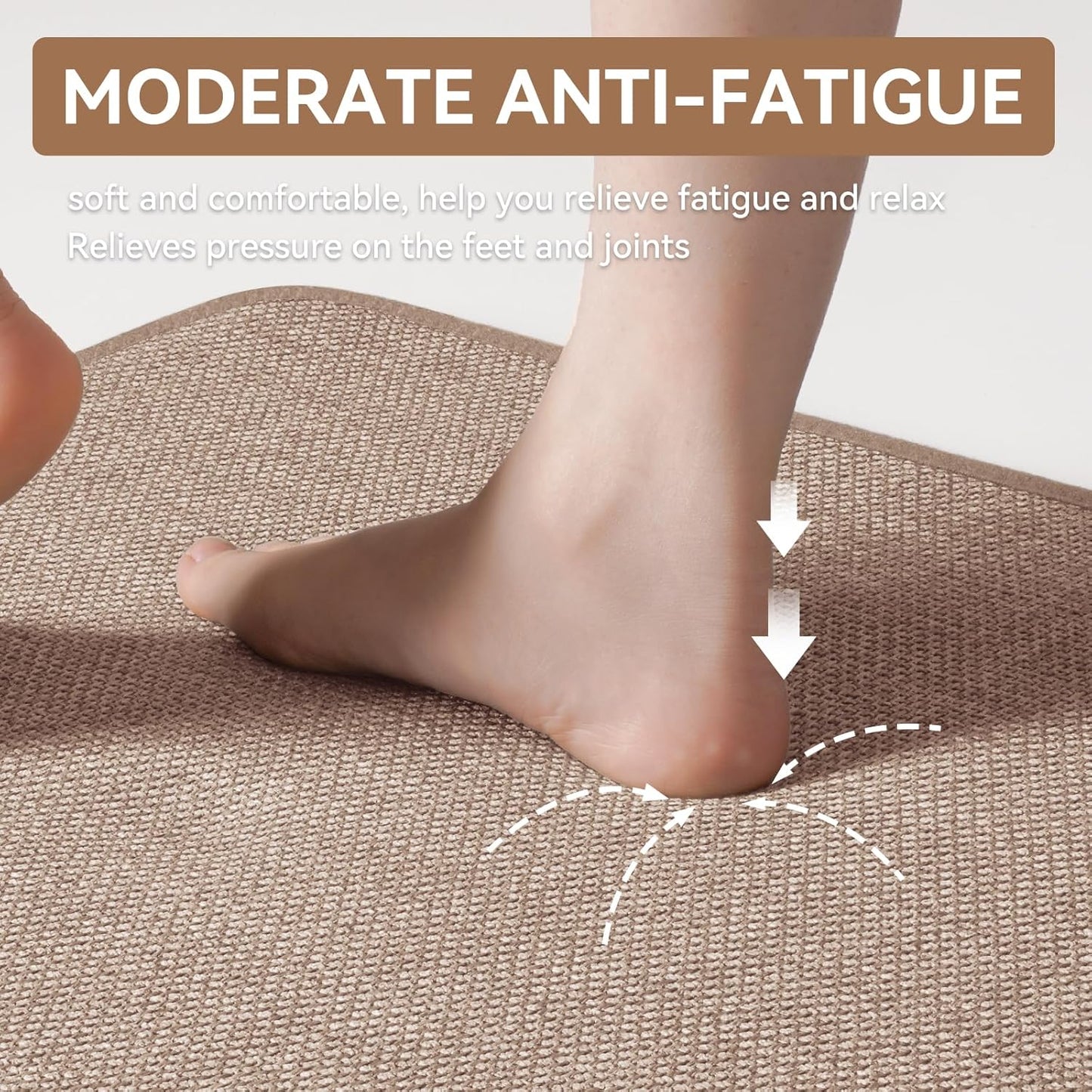 Kitchen Mats for Floor, Super Absorbent Kitchen Rugs Non Slip Washable, Linen-Look Woven Kitchen Runner Rug Sink Mat Standing Mat, Easy Care, Brown 17"x30"