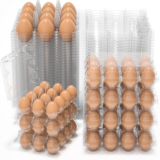 120 Pack Egg Cartons Cheap Bulk, 12 Count Clear Empty Egg Cartons for Fresh Chicken Eggs, 3x4 Grids Reusable Egg Holder Trays for Refrigerator Use, Chicken Farming, Family Storage and Market Purpose
