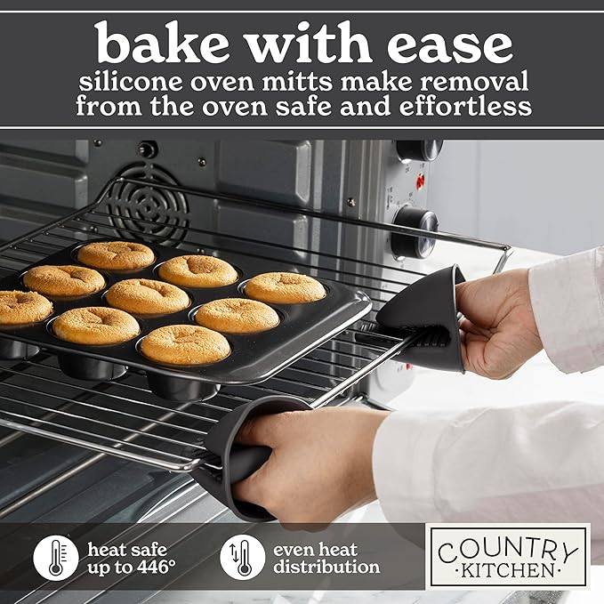 Country Kitchen Nonstick Stackable Bakeware Set - Deluxe Heavy Duty, Durable, Easy Release Baking Set, 8 Pcs, Black