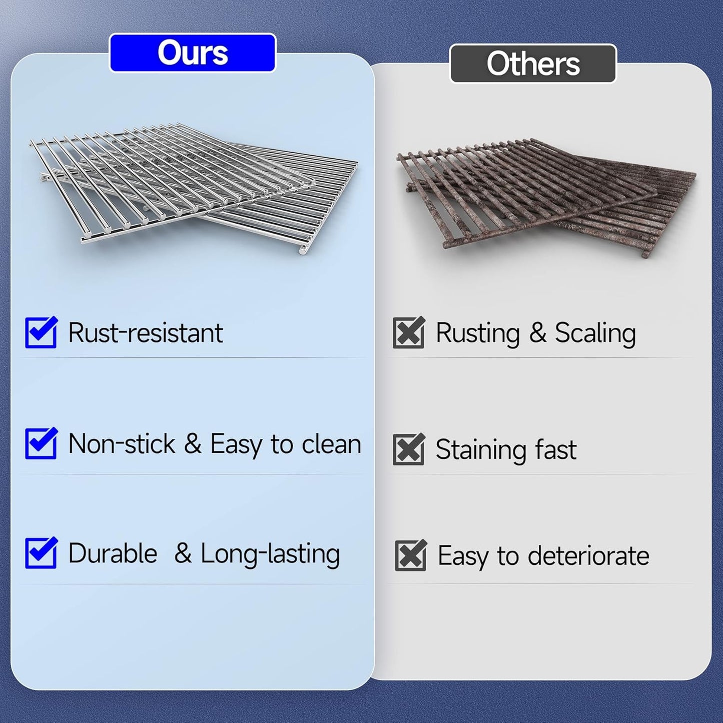 15/17/19 Inch Grill Cooking Grates Replacement for Weber Genesis II E-410, E-435, S-435, SE-410, 66089 66097, Kitchen-aid 720-0856V 740-0781, Weber Genesis II LX 400 SER GBS S-435