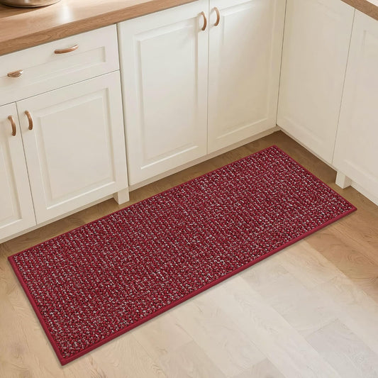BEQHAUSE Kitchen Runner Rugs 20"x48", Non-Slip Kitchen Mats for Floor, Super Absorbent and Stain Resistant Kitchen Rug, Machine Washable Rugs for Kitchen, Hallway, Laundry & Sink, Red