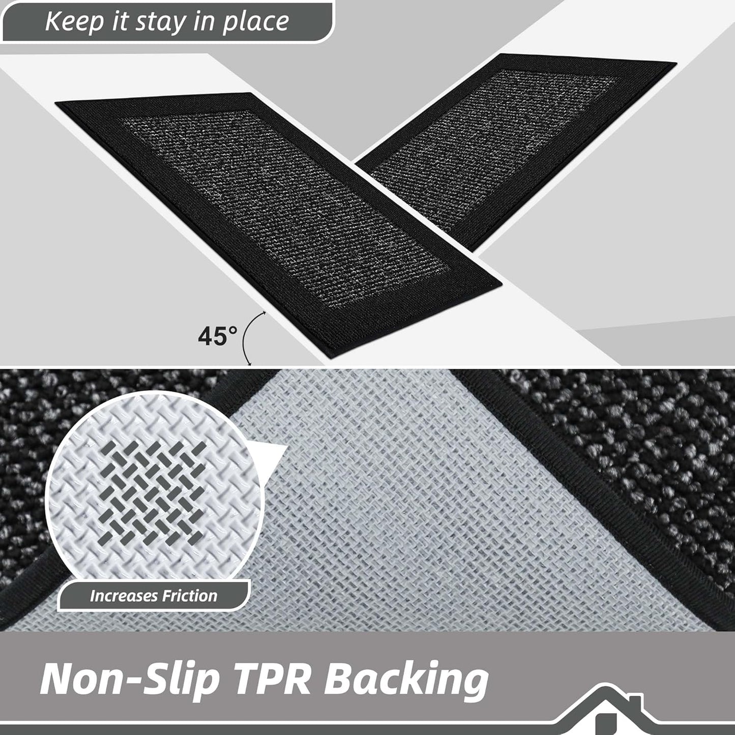 BEQHAUSE Indoor Door Mat 20" x 32", Dirt Trapper Door Mats Non-Slip Entryway Rugs Washable, Resist Dirt Absorbent Welcome Mat, Low Profile Floor Mats for Front Back Door and Entryway, Black