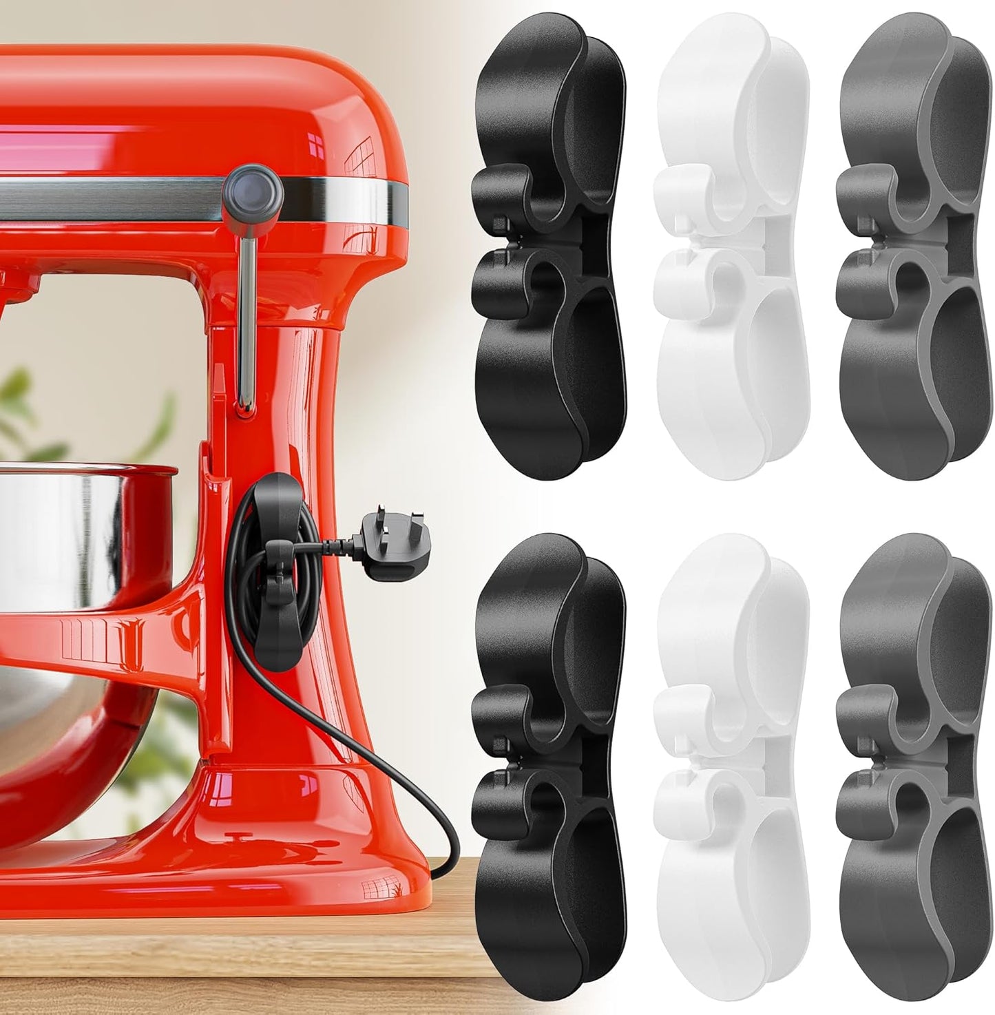 6PCS Upgraded Cord Organizer for Appliances, Kitchen Appliance Cord Organizer Stick On, Appliance Cord Wrappers, Cord Holder, Cord Winder for Air Fryer, Blender, Coffee Maker, Pressure Cooker, Toaster