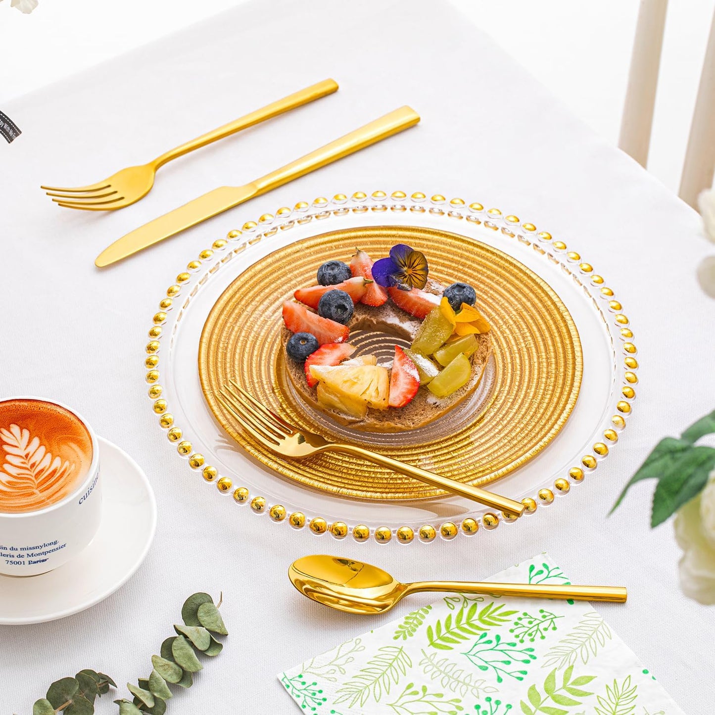 KINGSTONE Gold Silverware Set, 60-Piece Forged Flatware Set Cutlery Set Premium Stainless Steel, Service for 12, for Kitchen, Home, Wedding, Party, Mirror Polished and Dishwasher Safe