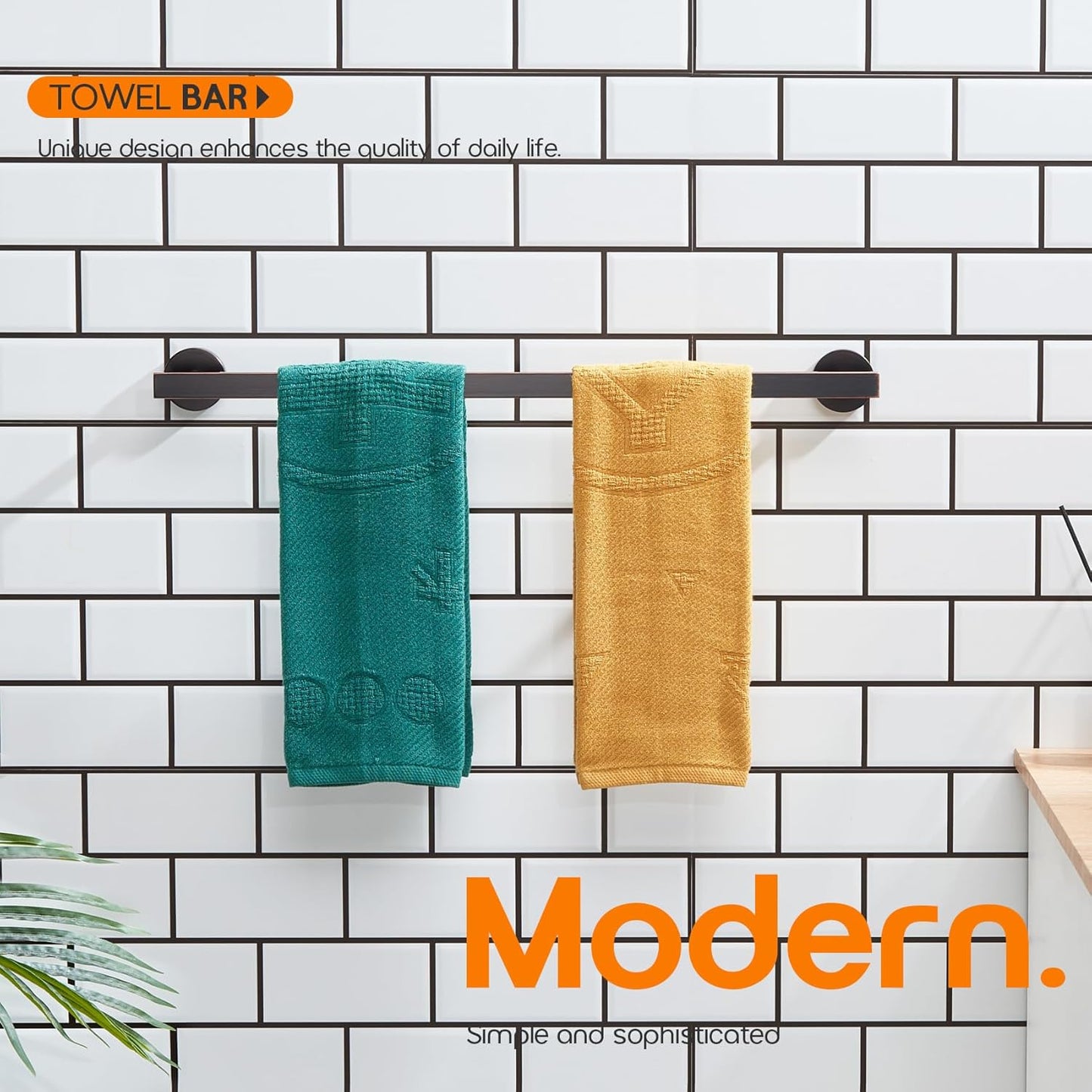 24 Inch Bathroom Towel Bar Bath Towel Rack Kitchen Towel Holder Towel Rails Wall Mounted SUS304 Stainless Steel 2 Pack Oil Rubbed Bronze AN4001ORB-L24-P2