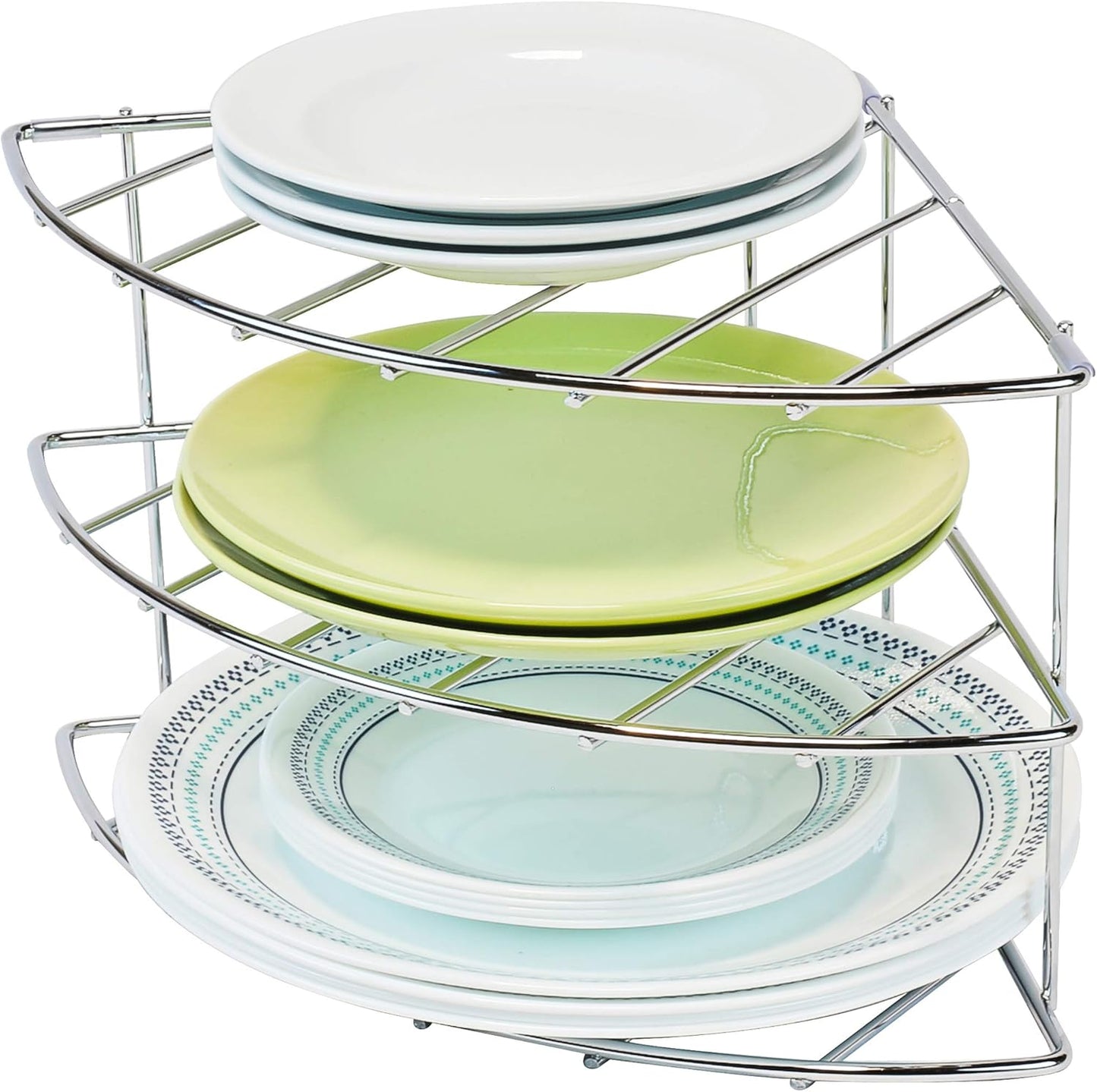 Deco Brothers 3-Tier Counter and Cabinet Corner Shelf Organizer, Chrome