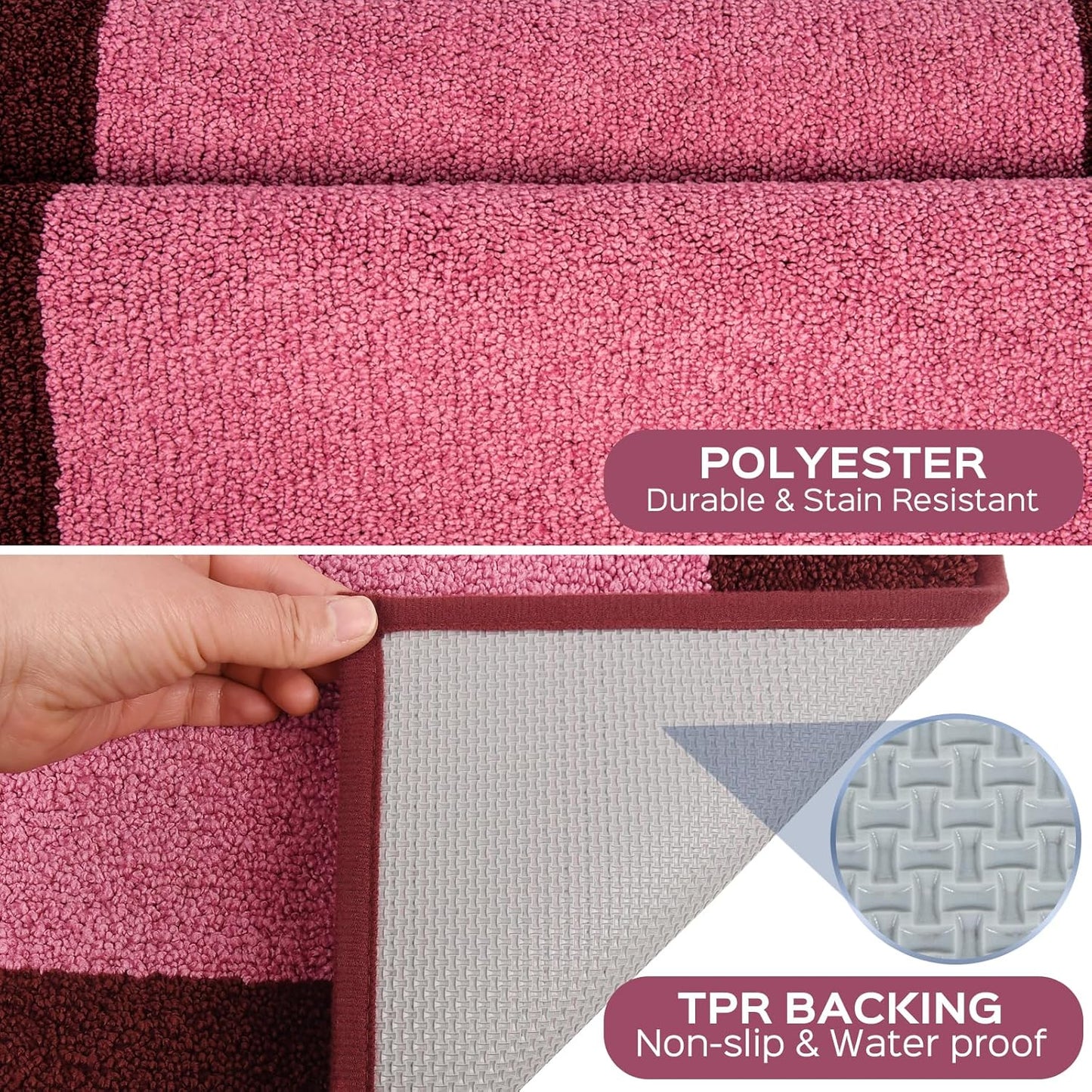 Machine Washable Throw Rug 24" x 36", Non Slip Kitchen Mat for Floor, Absorbent Entryway Rug for Kitchen, Bathroom, Door