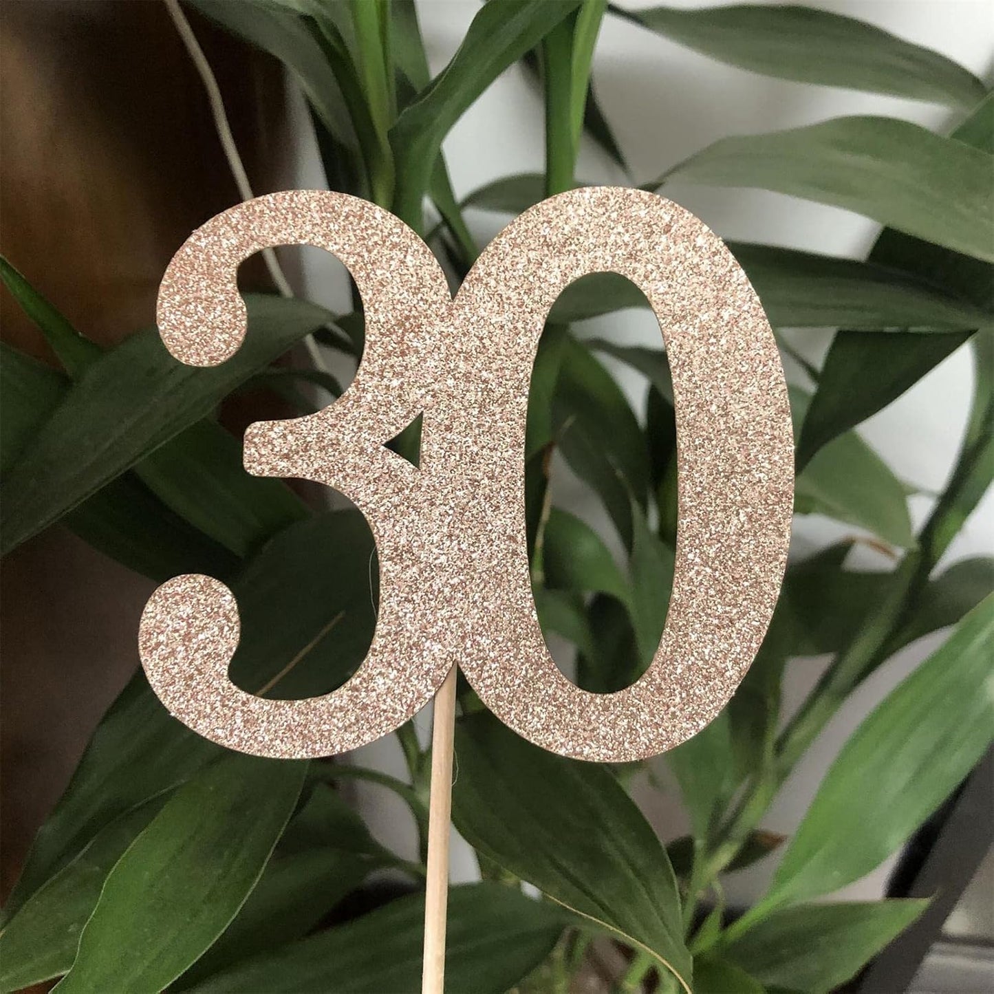 10-Pack Double Sided Glitter 30th Birthday Centerpiece Anniversary Centerpiece Sticks, Number 30 Table Topper Cake Topper for 30th Birthday Anniversary Table Party Decorations (Double Sided rose gold)