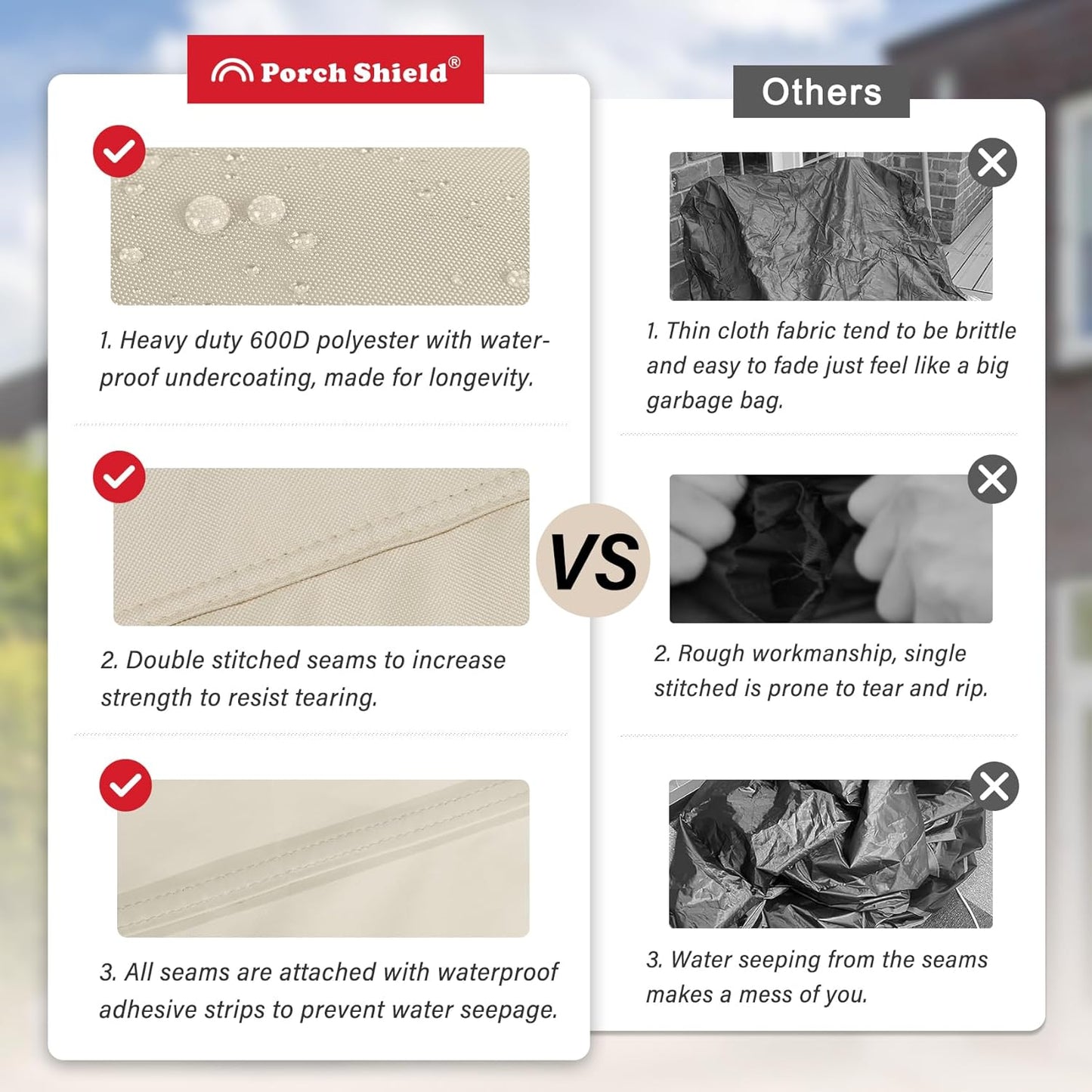 Porch Shield 40 Inch Electric Smoker Cover for Masterbuilt Smoker, Waterproof Heavy Duty Outdoor Smoker Grill Covers 24W x 18D x 40H inch, Beige