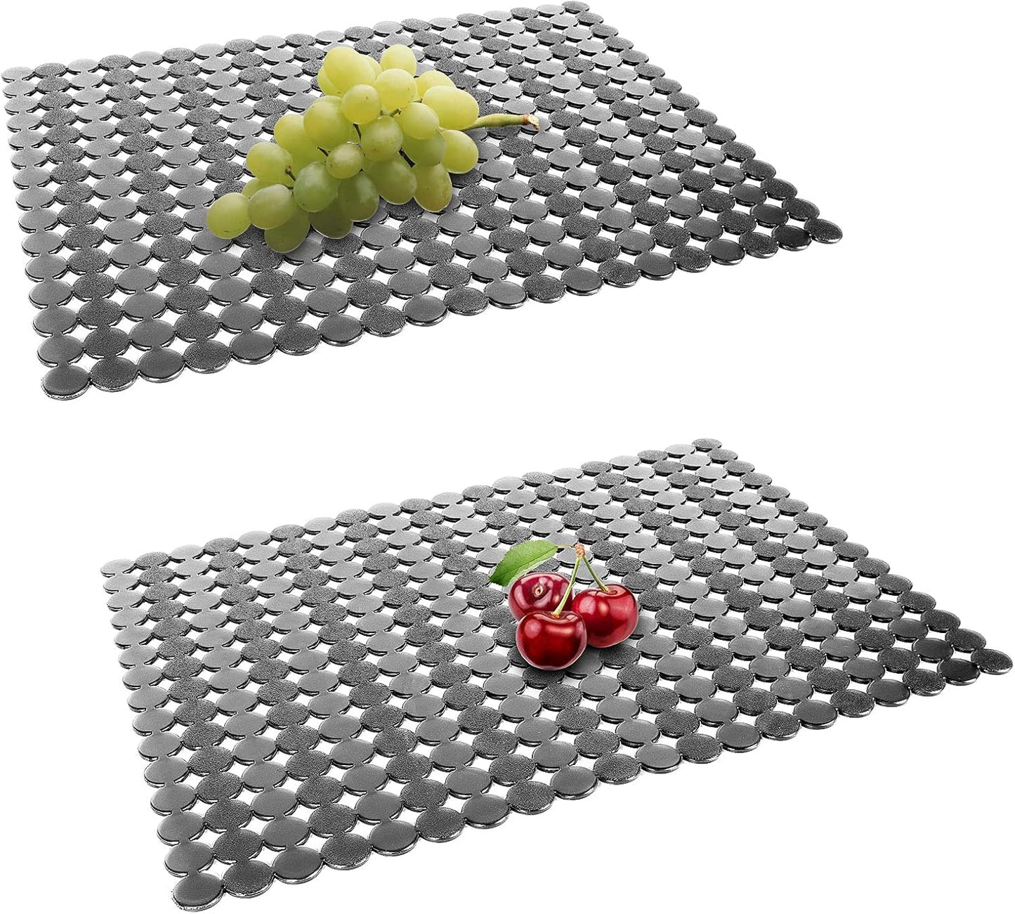 Qulable 2Pack Kitchen Sink Mat for Stainless Steel/Ceramic Sinks, PVC Eco-friendly Protectors for Bottom of Kitchen Sink, Adjustable, Fast Draining, Dots Design, 11.8x15.7 (Black Translucent)