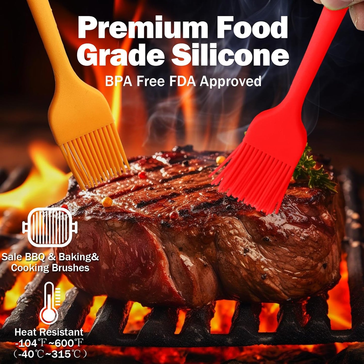 Silicone Basting Pastry Brushes, 5 Pack Heat Resistant Cooking Brush for Oil Butter Sauce, Food Brush for BBQ Grill Barbeque Kitchen Baking Cooking