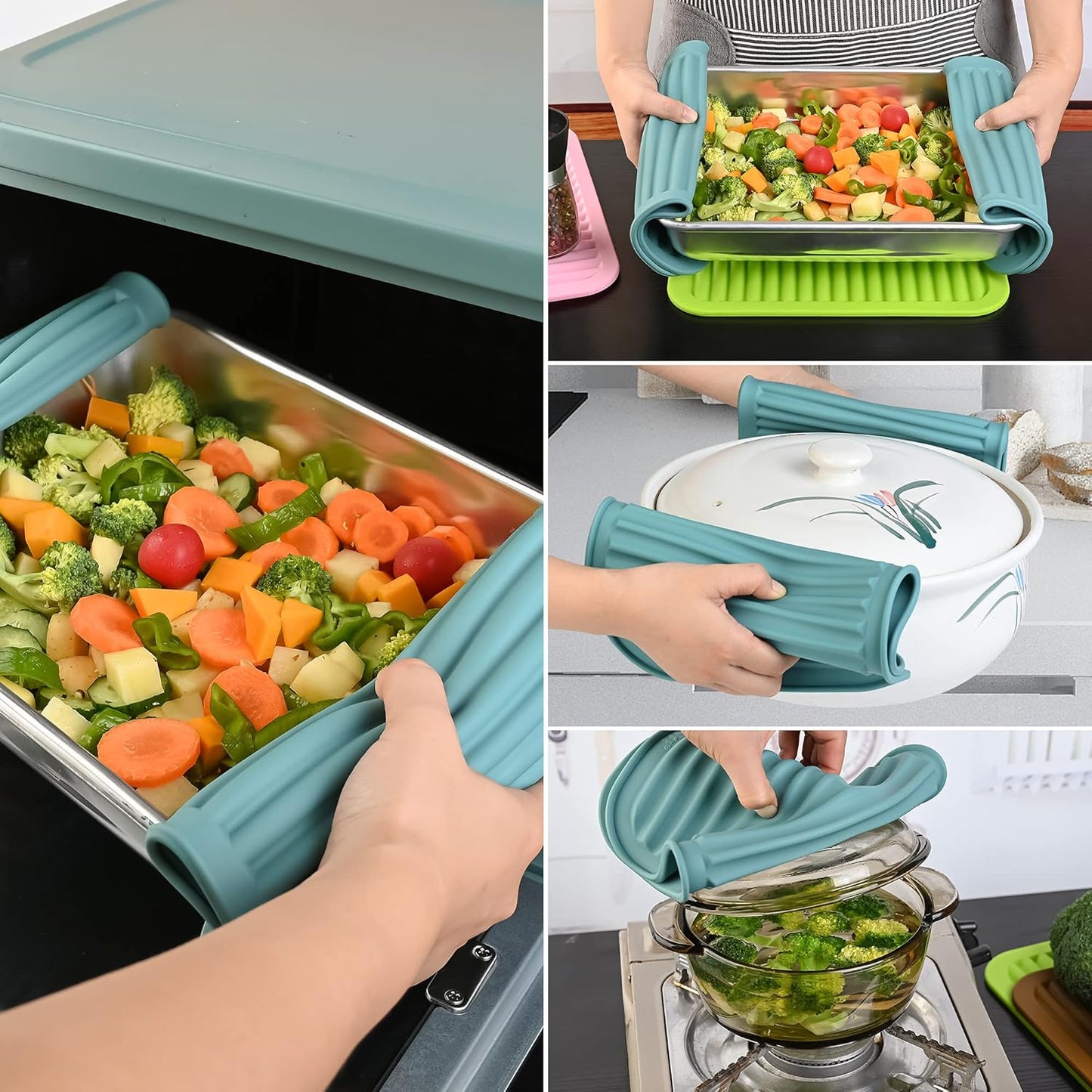 Smithcraft Silicone Trivets Mats for Hot Dishes and Hot Pots, Hot Pads for Countertops, Tables, Pot Holders, Spoon Rest Small Drying Mats Set of 2 Many Colors for Your Choose (Light Grey)