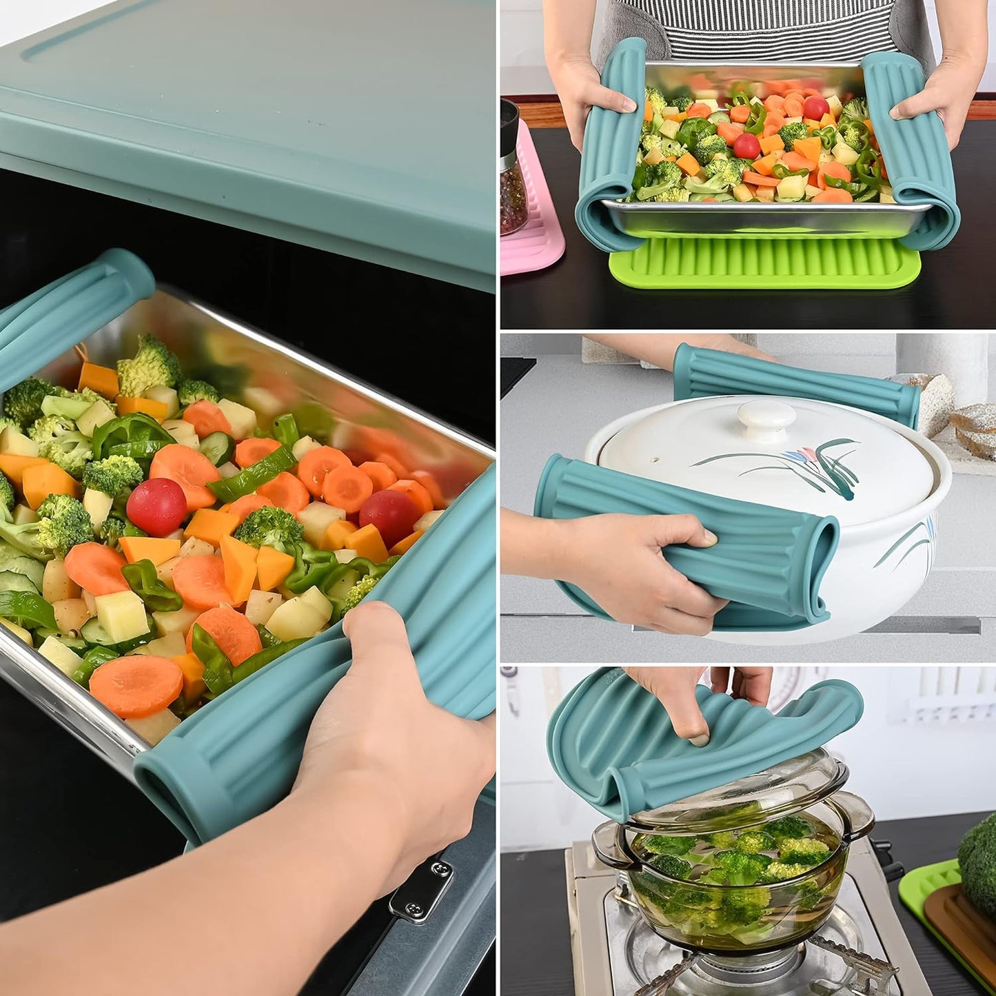 Smithcraft Silicone Trivets Mats for Hot Dishes and Hot Pots, Hot Pads for Countertops, Tables, Pot Holders, Spoon Rest Small Drying Mats Set of 2 Many Colors for Your Choose (Teal)