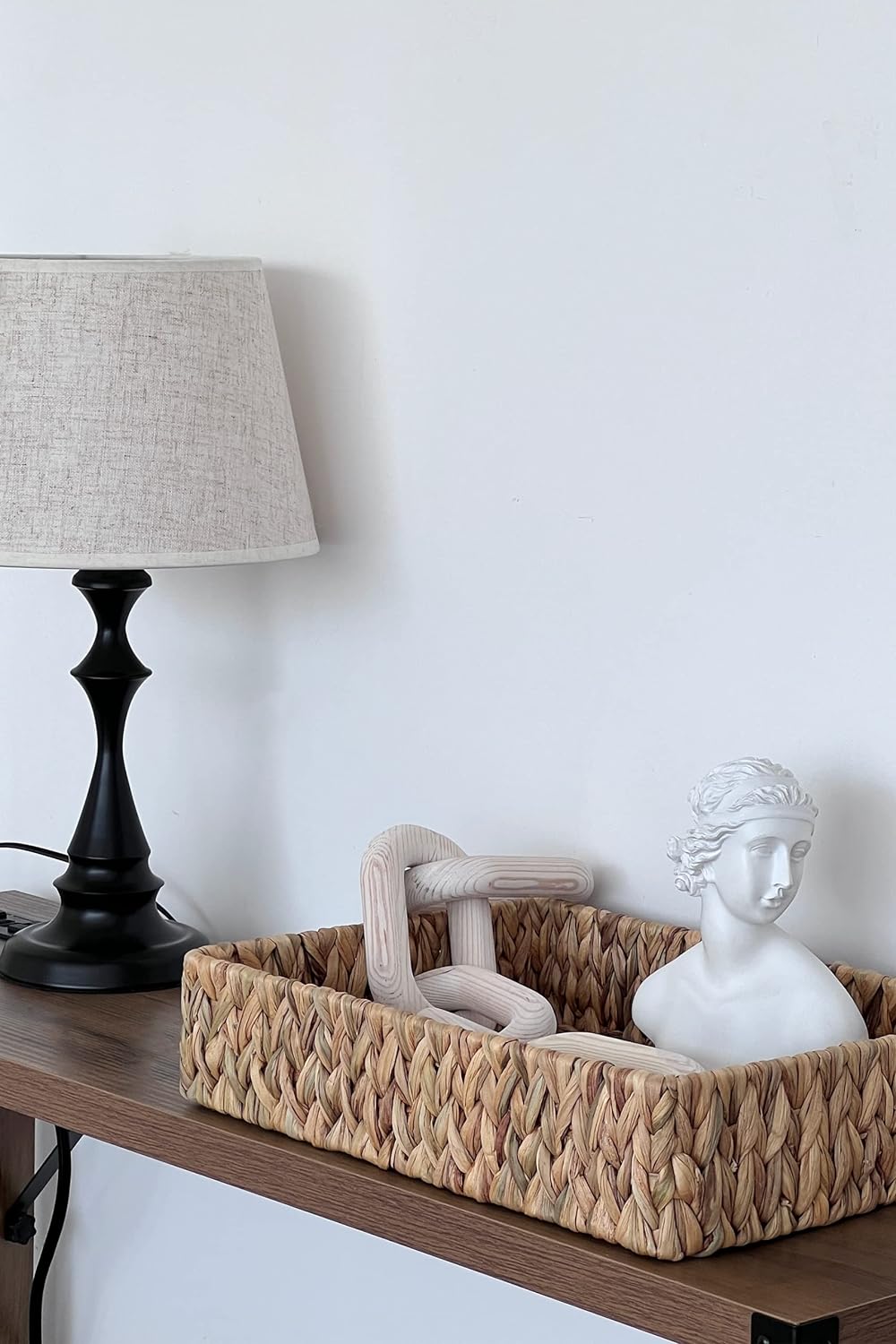 StorageWorks Large Water Hyacinth Tray for Bathroom, Wicker Storage Basket for Shelves, Handwoven Natural Hyacinth Baskets for Organizing, 2-Pack