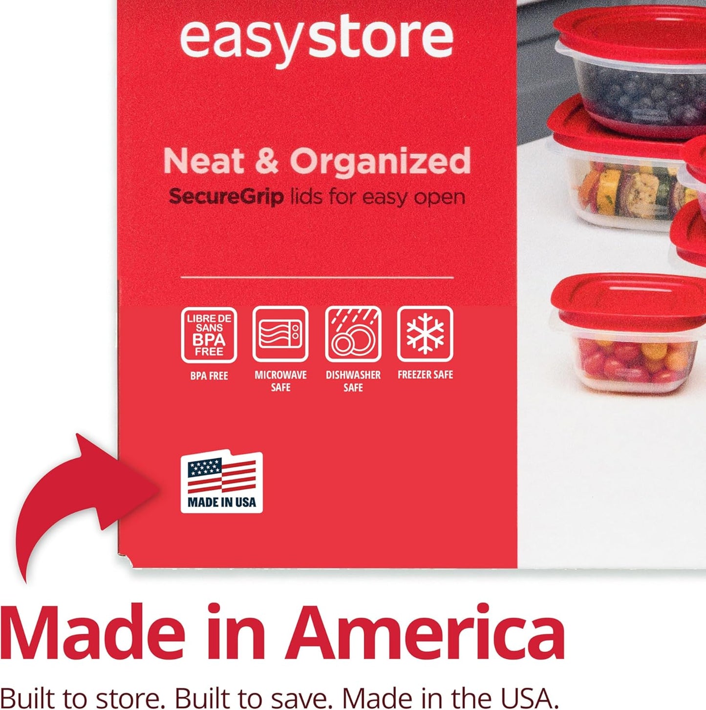 Rubbermaid EasyStore Containers, 44-Piece Set, Food Storage Containers, Food Storage Containers with Lids