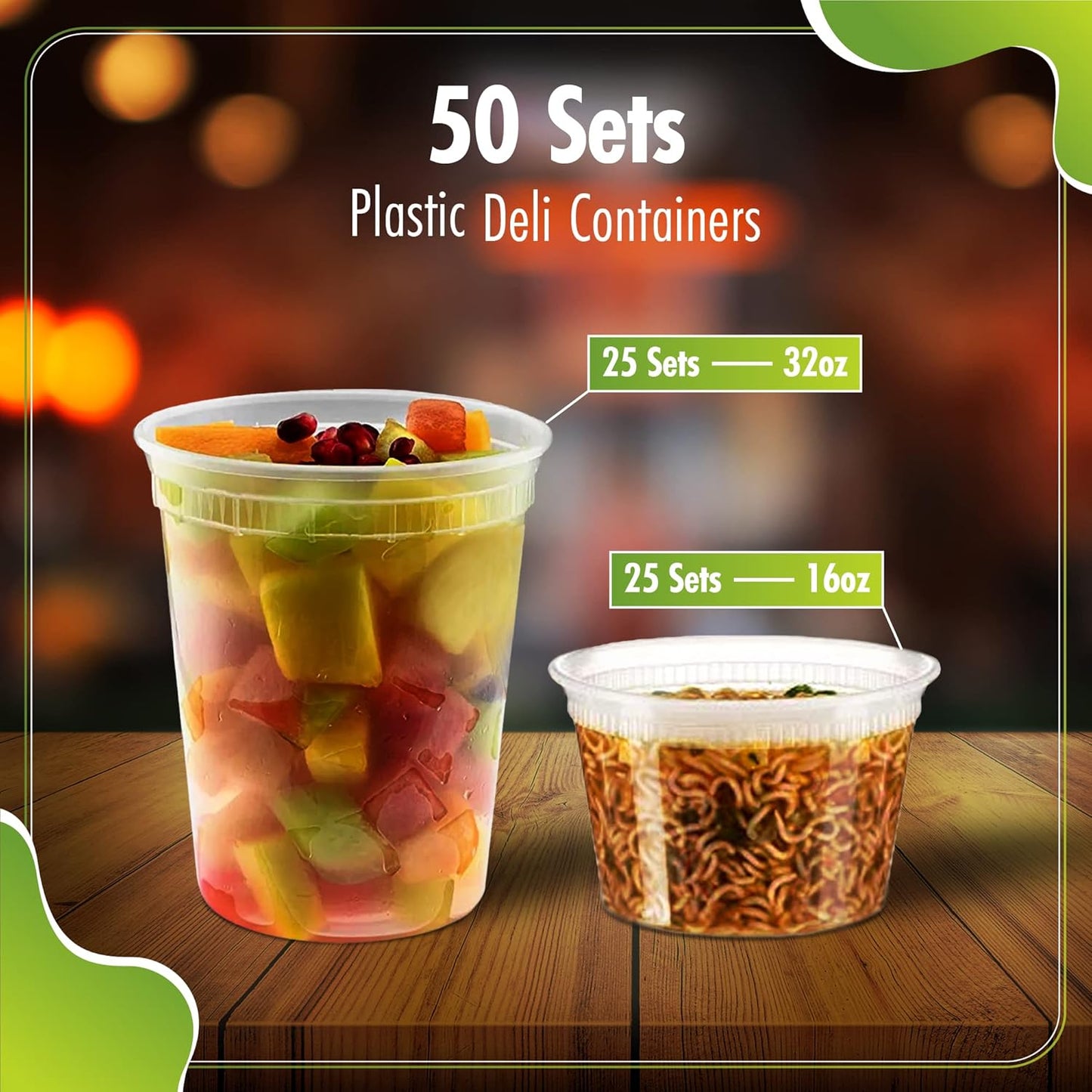 Deli Containers with Lids Leakproof - 50 Pack BPA-Free Plastic Microwaveable Clear Food Storage Container Premium Heavy-Duty Quality, Freezer & Dishwasher Safe (50 Set Combo).