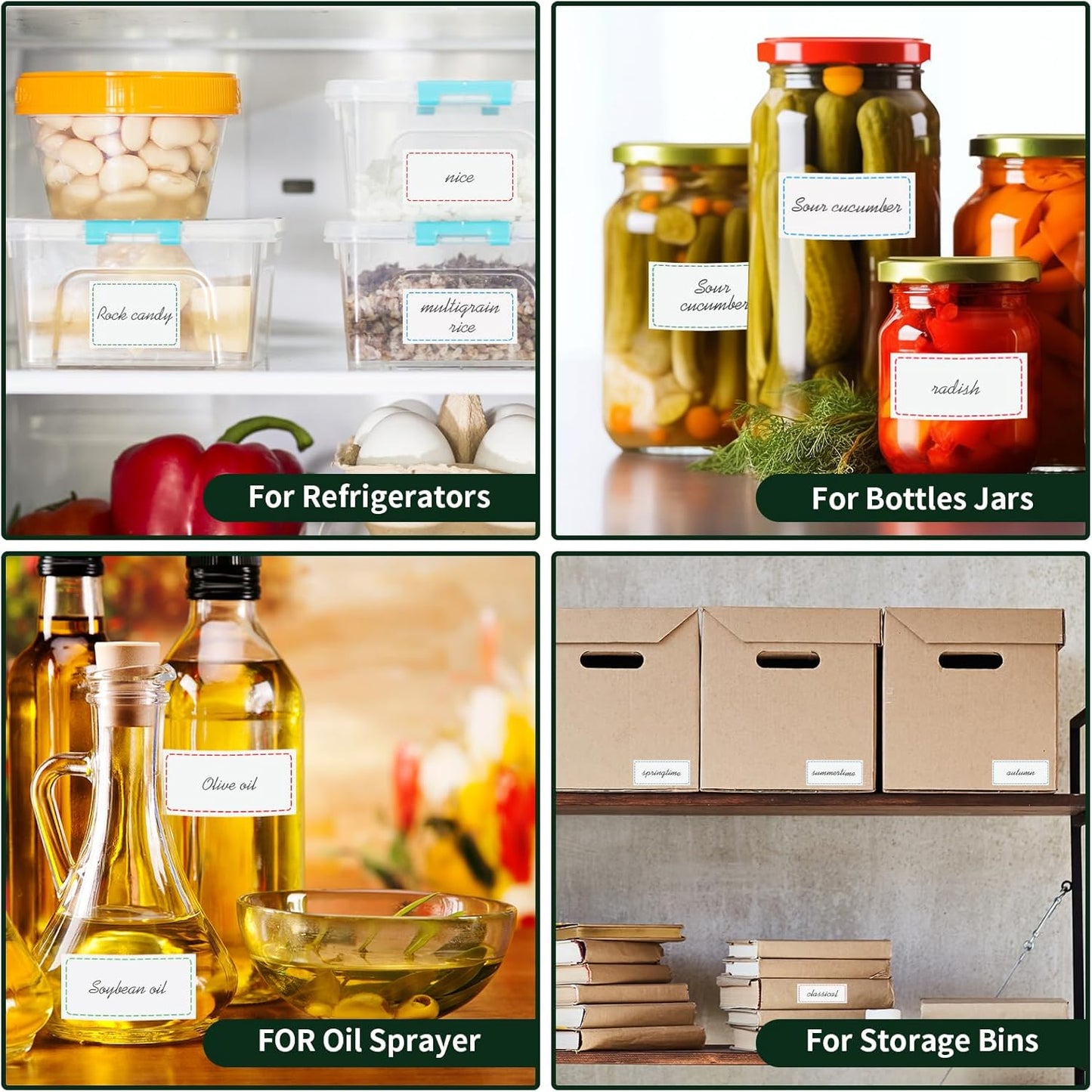 500 Removable Freezer Labels, 2x3 inches Water Oil Waterproof Stickers to Write on for Bottles Canning Containers Jars Pantry Organization Paper Name Clothes Tags Box Storage Bins Daycare, 3 Color