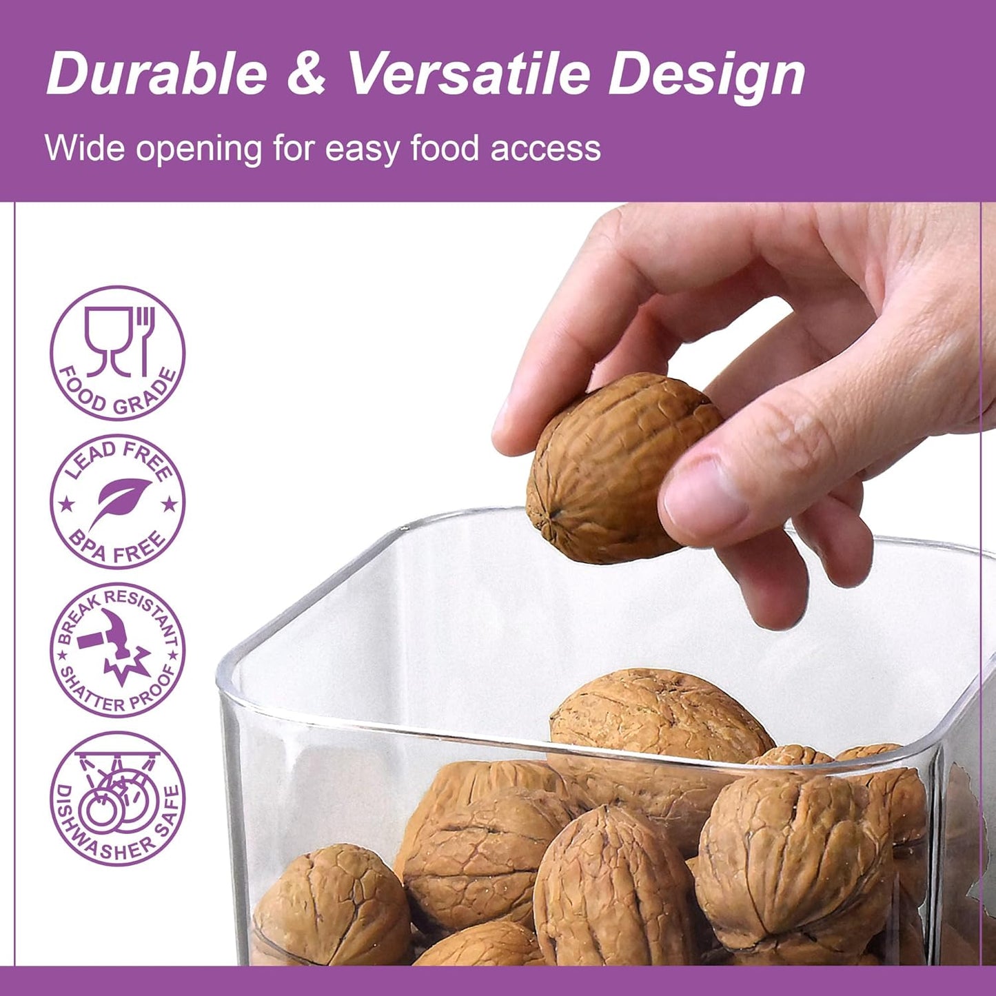 Amazing Abby - Carol - 112-Ounce Acrylic Canister (Set of 3), Plastic Airtight Food Container, Stackable for Pantry Storage, BPA-Free and Shatter-Proof, Perfect for Home and Commercial Use