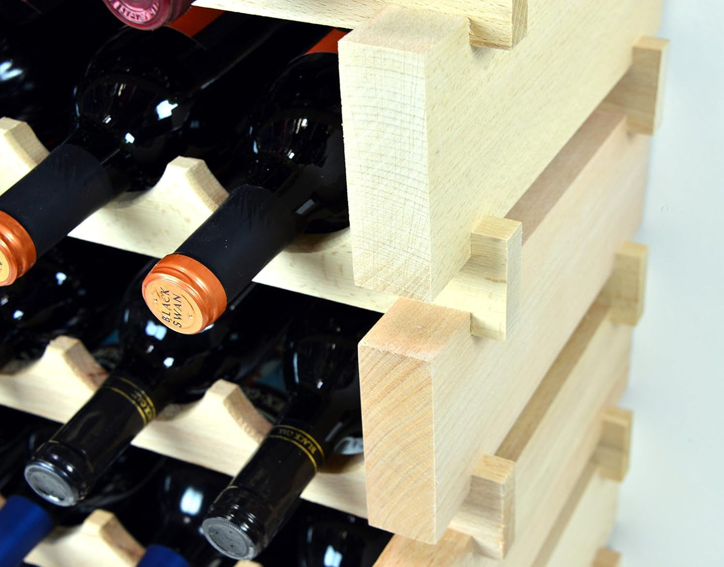 sfDisplay.com,LLC. Modular Wine Rack Beechwood 40-120 Bottle Capacity 10 Bottles Across up to 12 Rows Newest Improved Model (60 Bottles - 6 Rows)