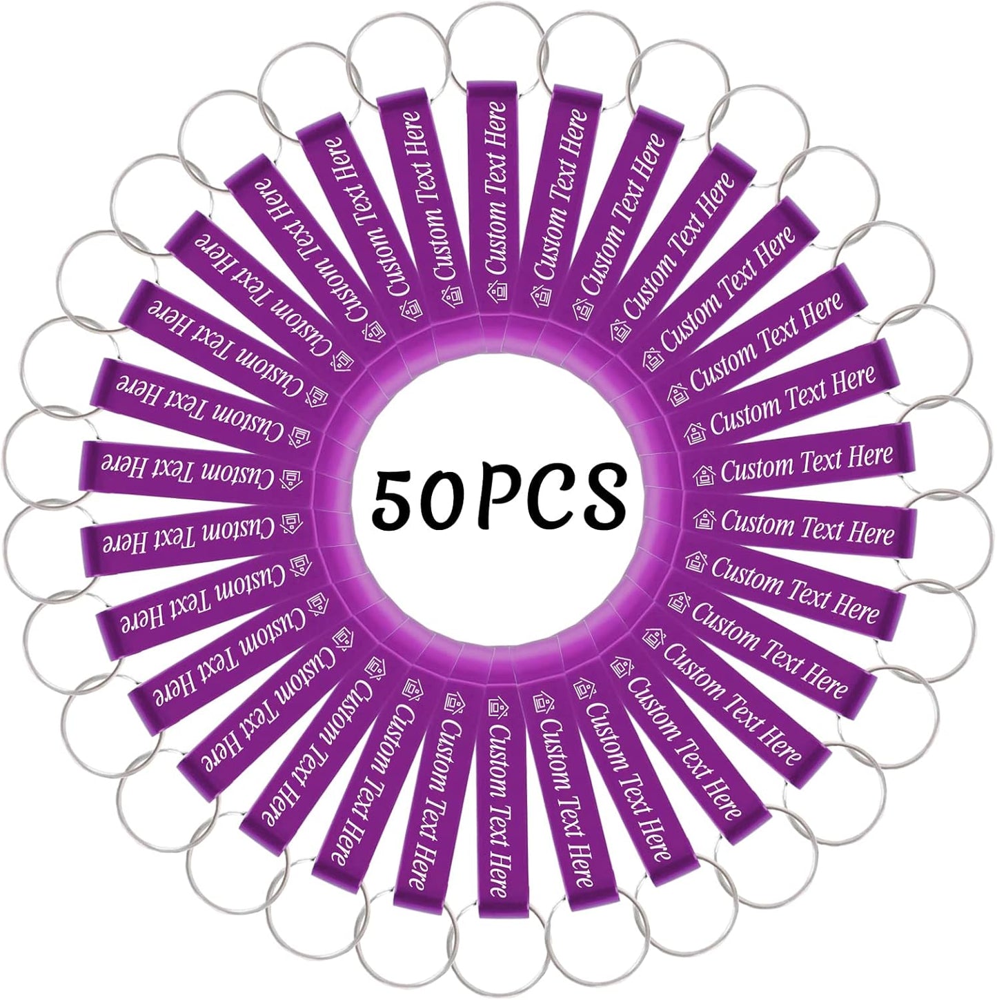 50PCS Personalized Bottle Opener Keychain Bulk Custom Beer Bottle Opener with Logo Text Engraved Wedding Bottle Opener Favors Customized Gifts for Guests Baby Shower Birthday Party-Purple