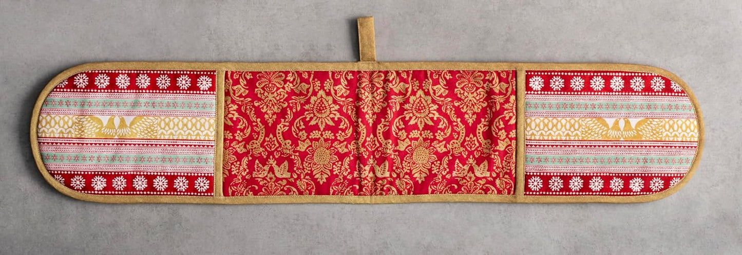 Maison d' Hermine Double Oven Mitts 100% Cotton 7"x35" Double Oven Mitt Heat Resistant BBQ Cooking Gloves with Loop, Baking, Grilling, Home, Kitchen, Handling Hot Pans (Sofia)