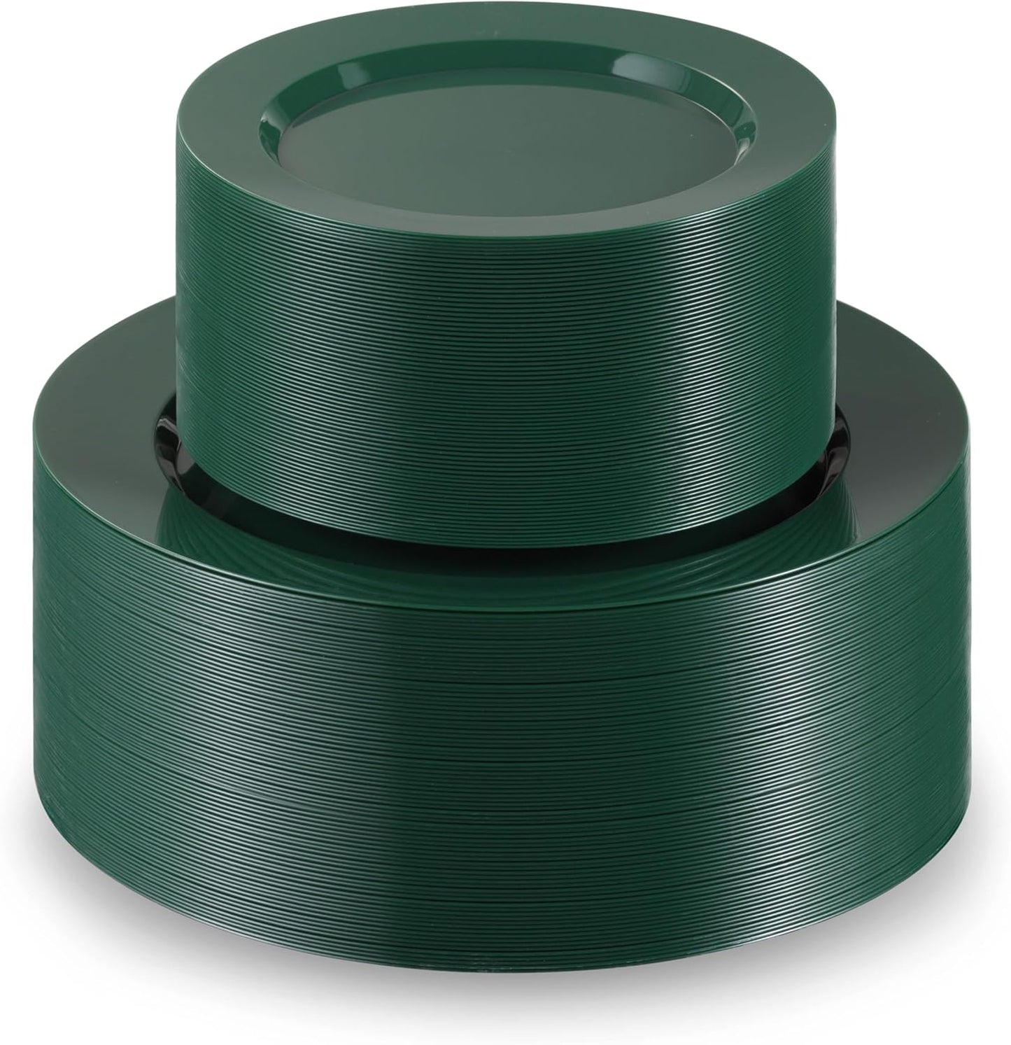 Munfix 100 Green Plastic Plates Set, 50 Pcs 10 Inch Dinner and 50 Pcs 7 Inch Dessert Plates, Elegant Fancy Heavy Duty Disposable Plates for Party, Wedding, Green