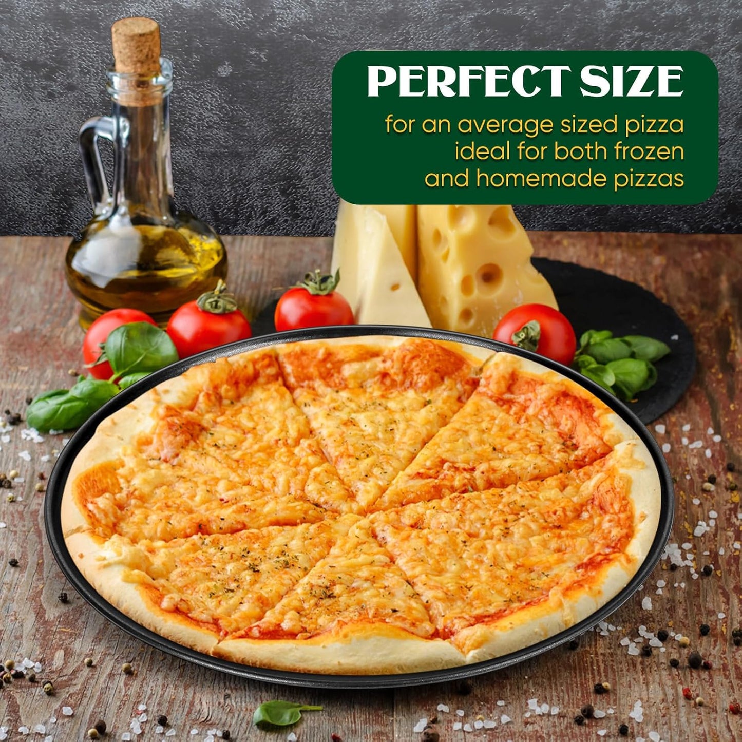 E-far 12 Inch Pizza Pan Set of 2, Nonstick Pizza Pie Pan Tray Platter, Metal Round Baking Sheet Cooking Pan for Oven, Durable & Stainless Steel Core