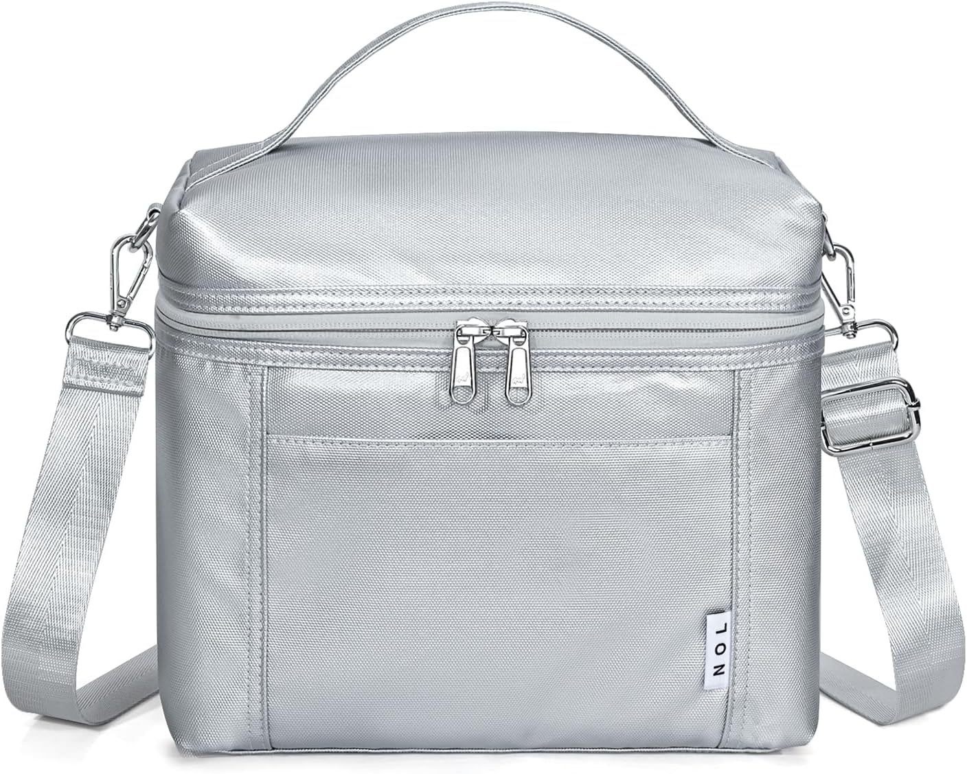 NOL Natural Organic Lifestyle Insulated Lunch Bags for Women Cooler Bag Lightweight Nylon Waterproof Lunch Box For Work (Silver, Medium(normal))