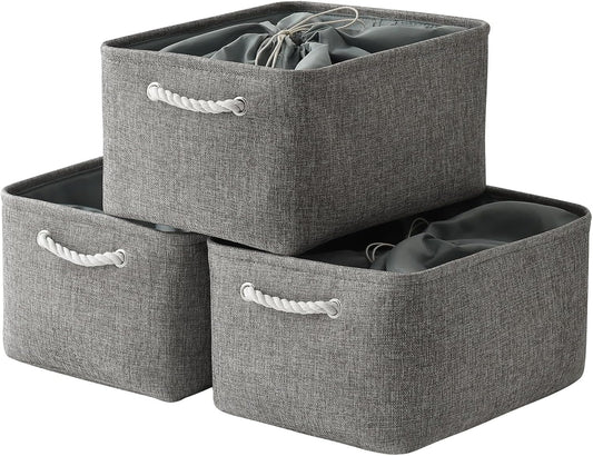 TheWarmHome Fabric Storage Bins Baskets for Organizing, Large Sturdy Storage Basket W/Handles, Decorative Foldable Storage Baskets for Shelves Closet Nursery Toy (X Large - 3 Pack 17.7L×13.8W×9.8H)