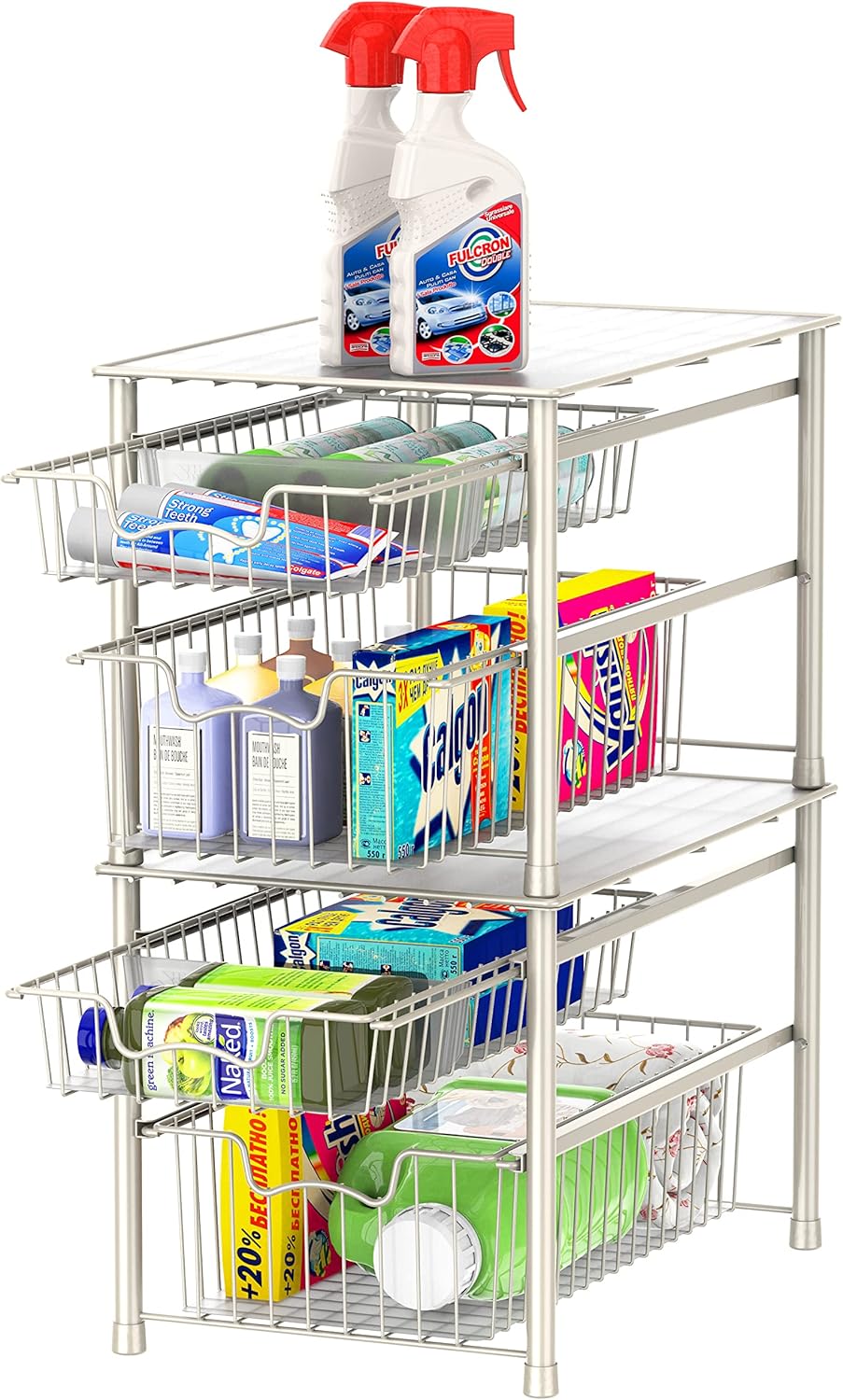 Simple Houseware Stackable 2 Tier Basket Drawer, White