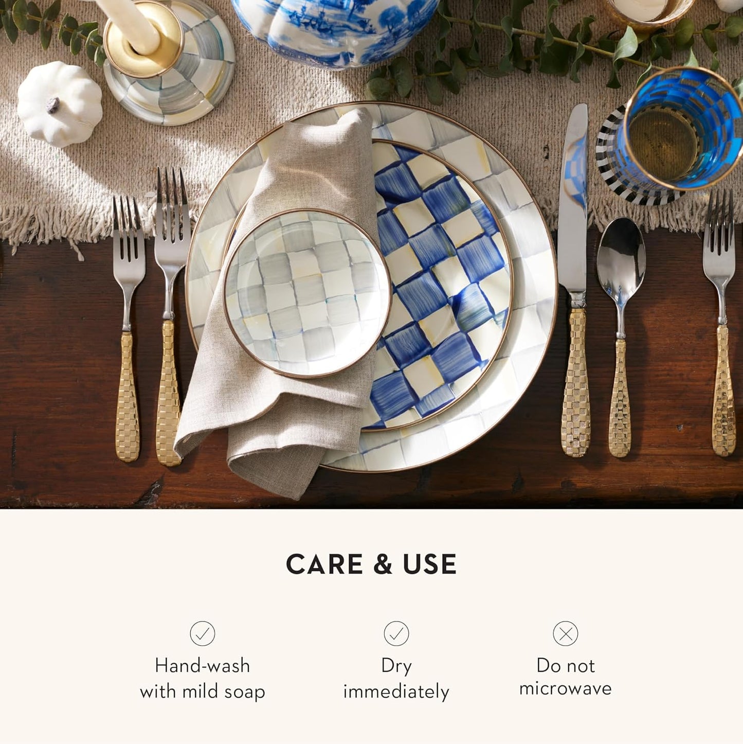 MACKENZIE-CHILDS Enamel Dipping Bowl, Small Serving Bowl for Entertaining, Gray-and-White Sterling Check