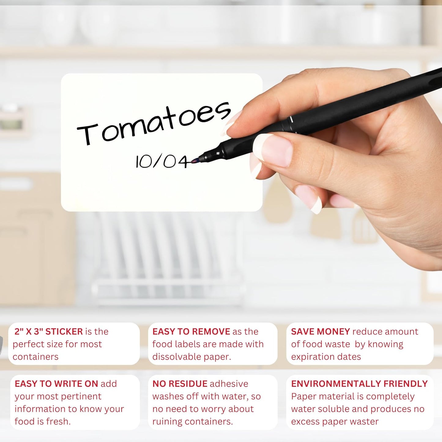 2x3 Dissolvable Food Labels, 500 Label Stickers, Bottle Labels for Storage Bins, Sticker Labels for Food containers, (500, Blank)