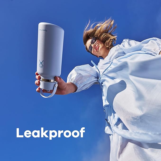 Hydro Flask Water Bottle - Insulated Stainless Steel - Wide Mouth Flex Straw Lid, Non Spill, Leakproof and Refillable in 24 Oz Nectar Orange