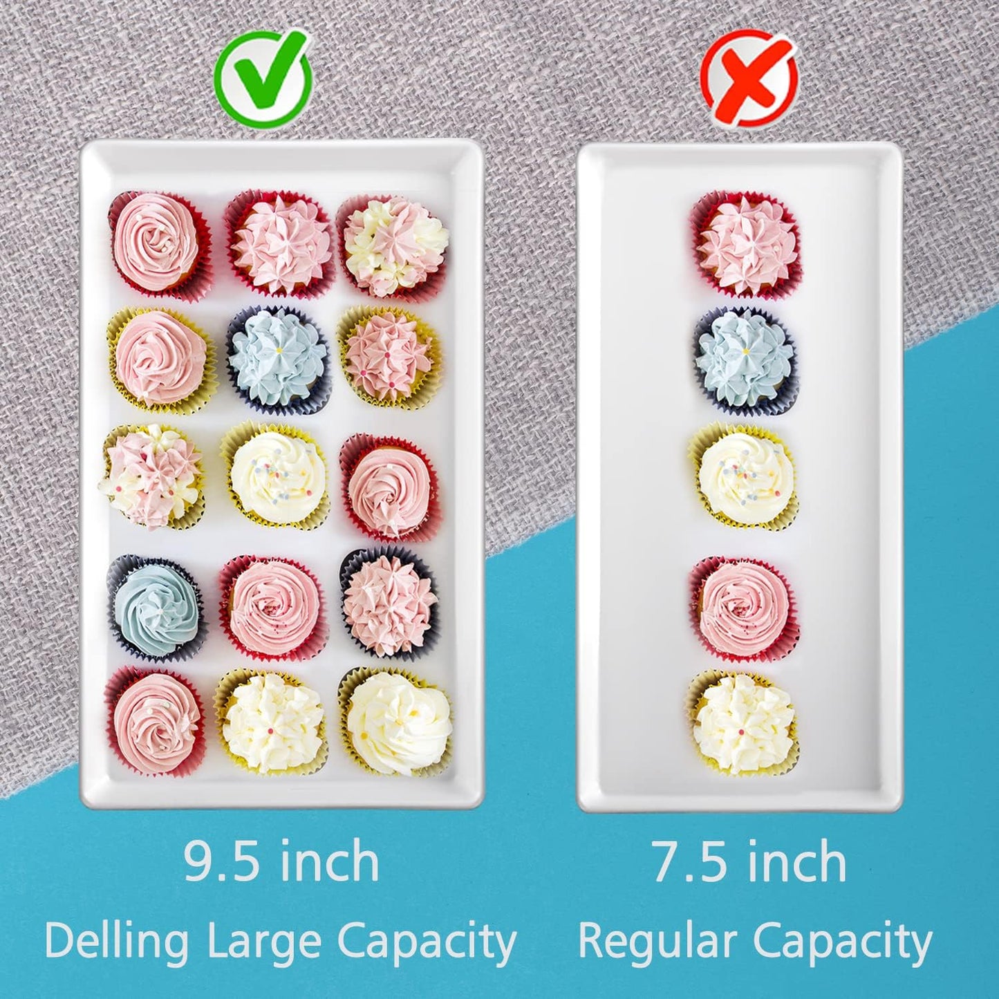 Delling Large Serving Platter, 16/14/12 Inch Rectangular Serving Trays for Serving Food, Serving Tray for Party - Set of 3, White