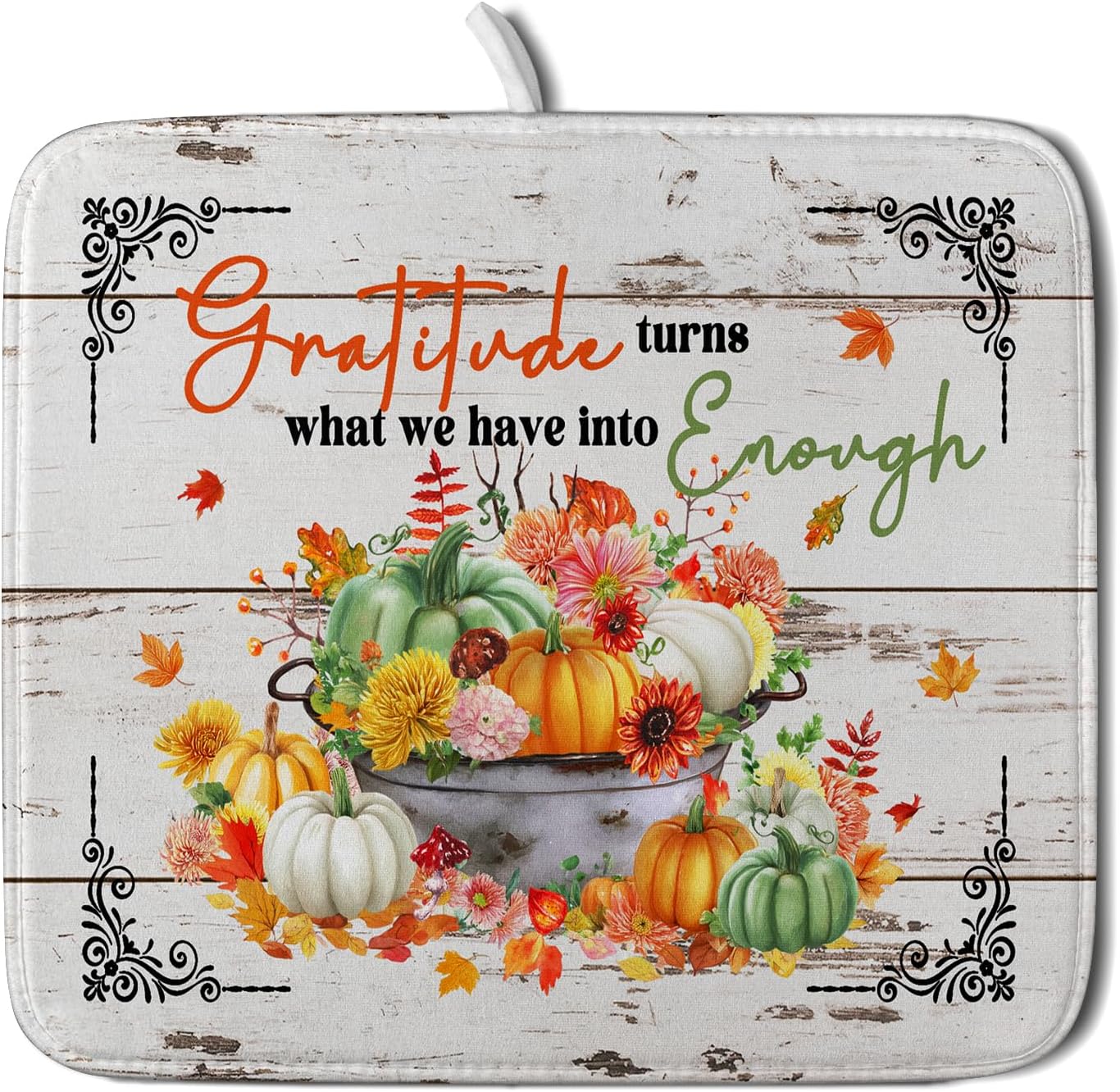 Fall Dish Drying Mats for Kitchen Counter Absorbent Autumn Dish Drainer Pad Home Decor