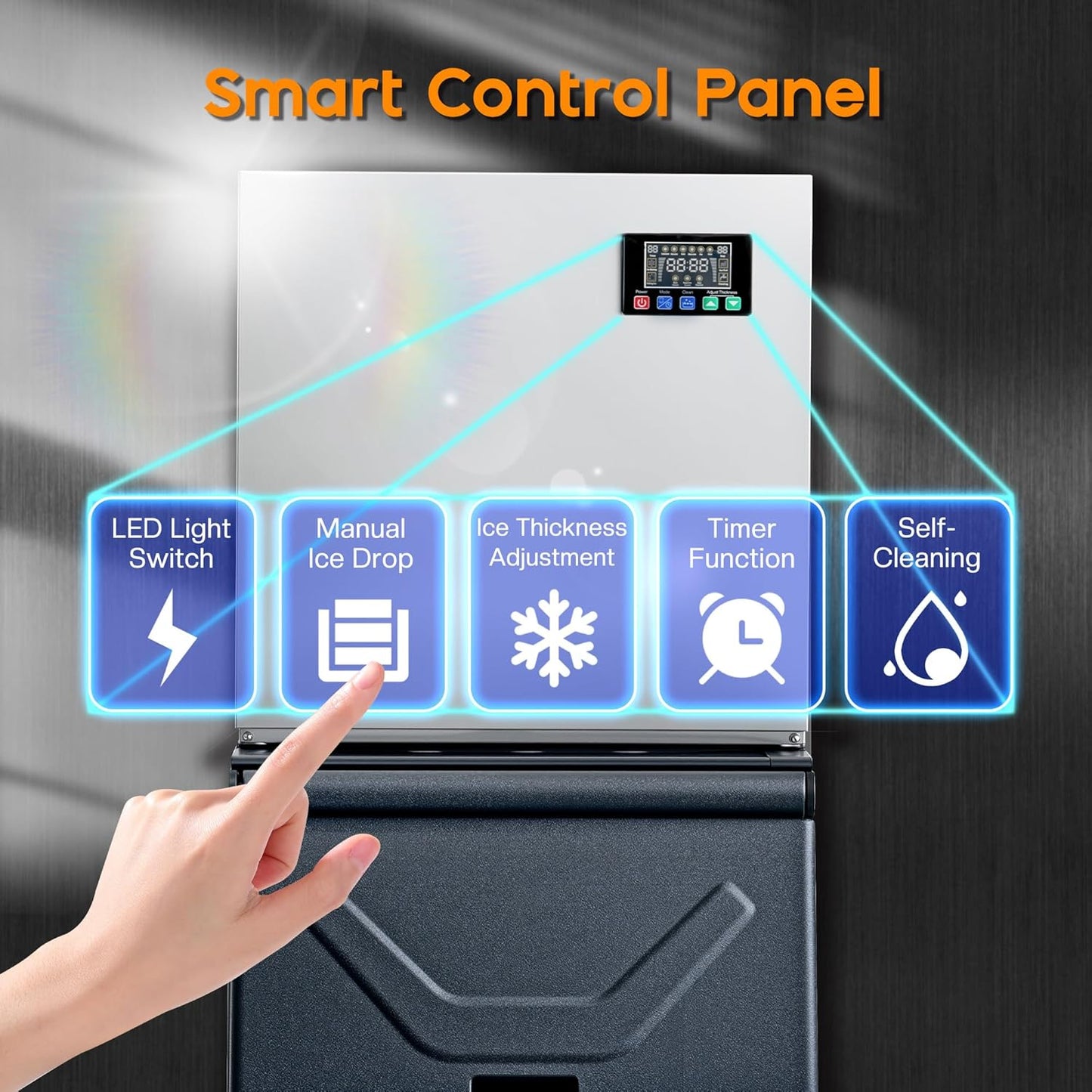 Albott Commercial Ice Maker, 600lbs/24H Stainless Steel ice Machine Countertop with 284lbs Storage Capacity, Self Cleaning for Home/Bar/Restaurant