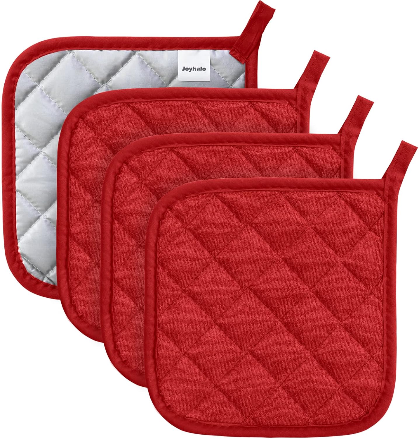 Joyhalo 4 Pack Heat Resistant Pot Holders - Terry Cloth Sets for Cooking & Baking
