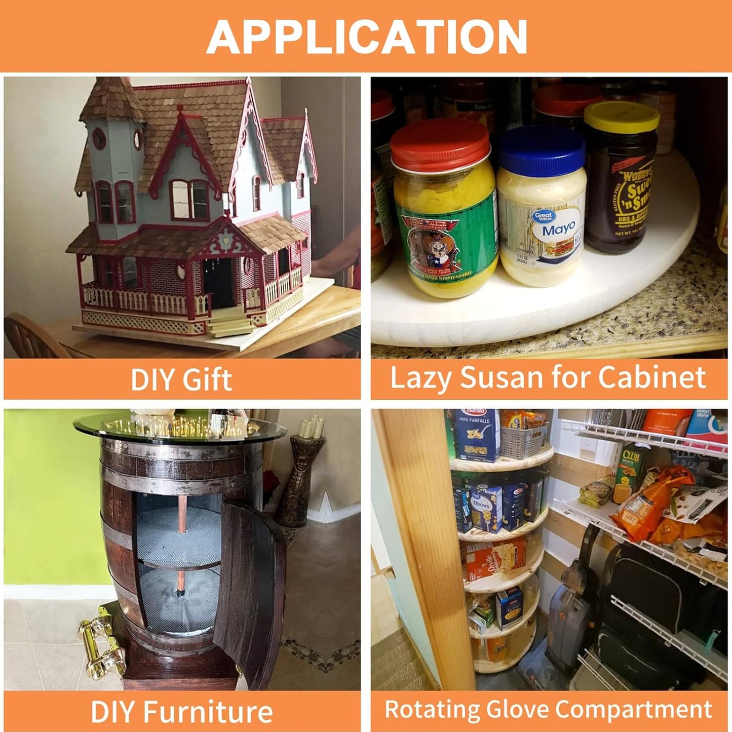 TamBee 14 Inch Lazy Susan Hardware Aluminum Bearing Metal Rotating Turntable Bearing Swivel Plate Hardware Lazy Susan Bearing Lazy Susan Parts Lazy Susan Mechanism Lazy Susan Kit Lazy Susan Base Only