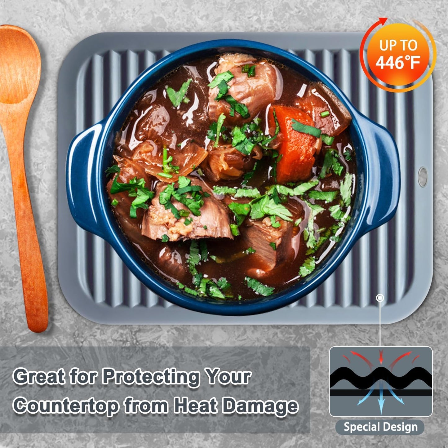 Walfos Silicone Trivets for Hot Pots and Pans - Heat Resistant Hot Pads for Kitchen Counter- Multi-Purpose & Versatile Trivet Mat - Long-Lasting & Flexible Silicone Hot Pad