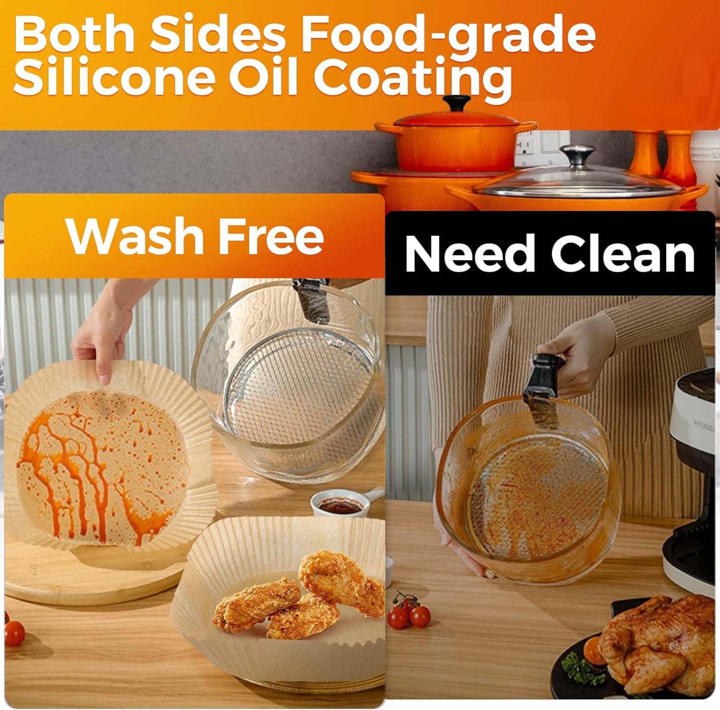 Vailnd Air Fryer Liners Disposable, 100Pcs 9 Inch Max Xl Large Cooker Airfryer Paper Liners, Oil Proof Parchment Sheets Square Basket Baking Liner for 8/10/11/12 QT Air Fryer Microwave