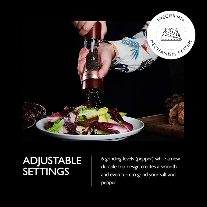 Cole & Mason Derwent Pepper Mill - Gourmet Precision Pepper Grinder - Refillable Seasoning and Spice Tools - Adjustable Black Peppercorn Grinder Settings - Rose Gold