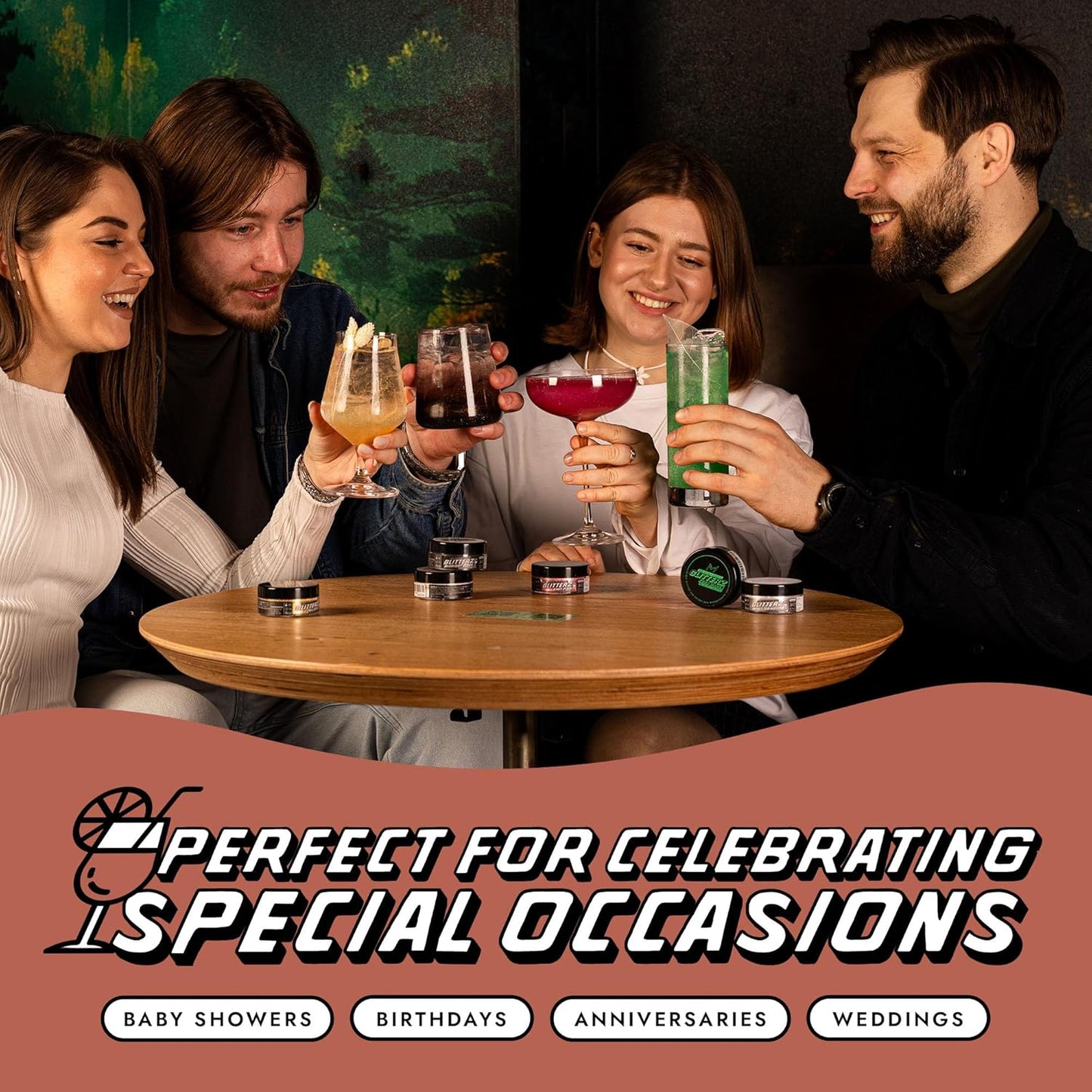 MONÉGASQUE Rose Gold Edible Glitter for Drinks 10g – Rose Gold Edible Glitter for Cakes – Halloween Chocolate, Cupcake, Strawberries, & Cake Decorations Sparkles – Cocktails & Drink Shimmer Powder