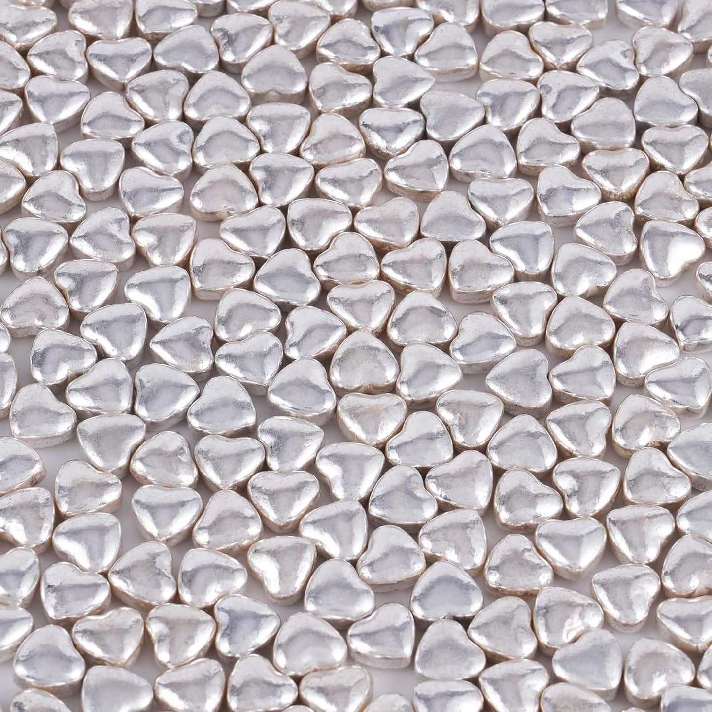 Kasvan Silver Heart Shapes Sprinkles - Edible Candy Pearls 100g/3.58 Oz, Mix Size, Baking Cake Decorations, Ice Cream Toppings and Cookie Decorating, Wedding Party Chirstmas Supplies (Silver)
