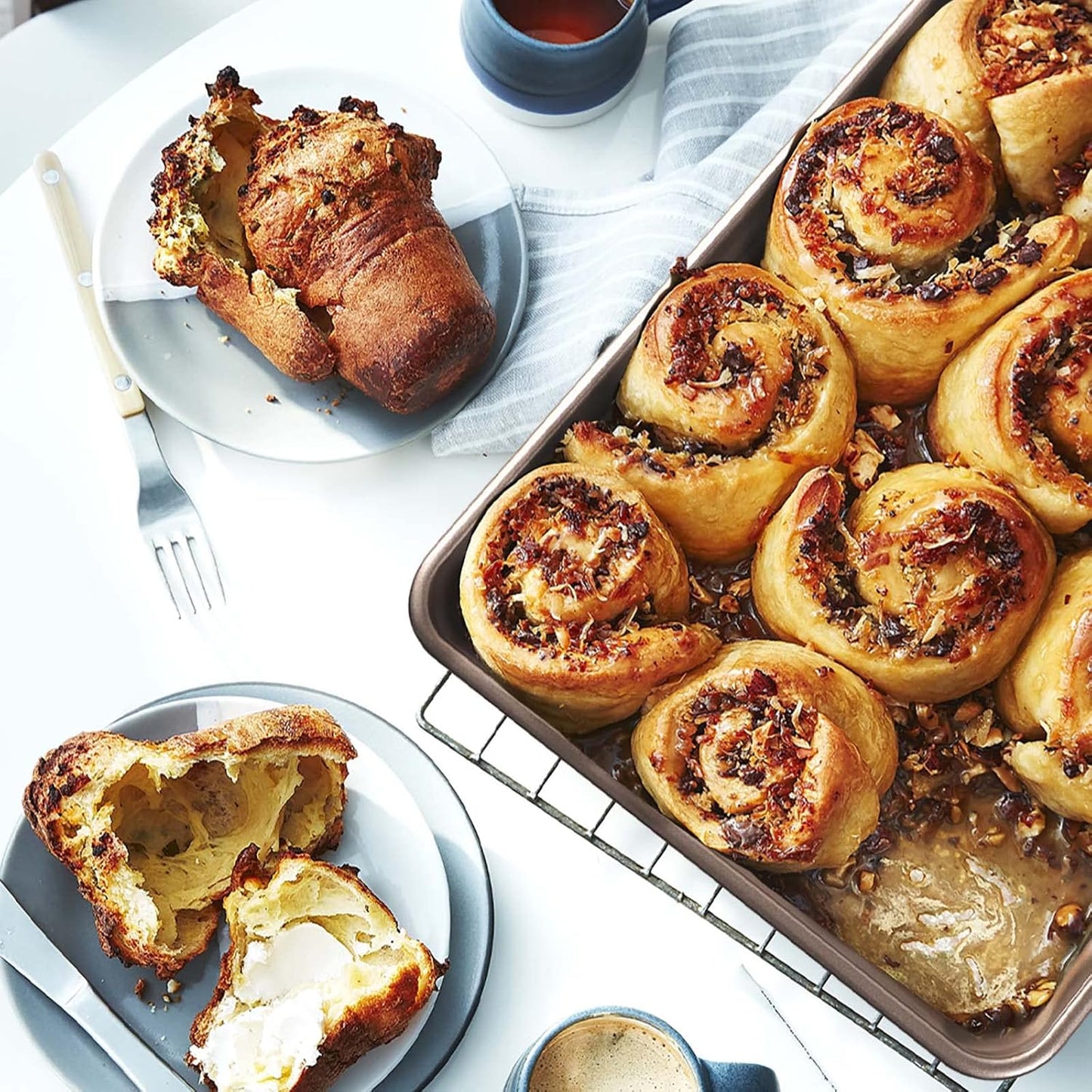 3-Pack Roasting Pan Set, Nonstick Baking Tray, Rectangular Bakeware for Oven, Non-Toxic Coating and Durable Quality (Champagne Gold)