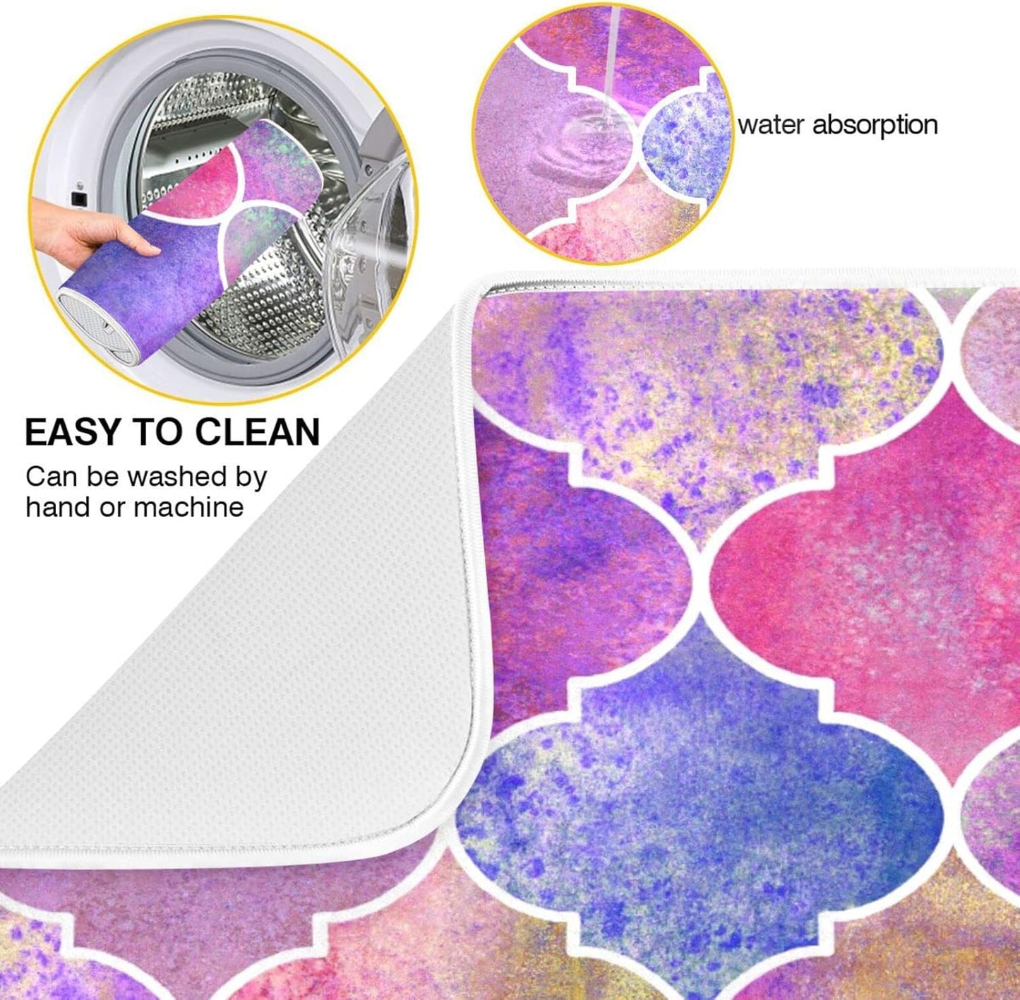 senya Super Absorbent Dish Drying Mat, Microfiber Fast-Drying Dish Mat, 16'' x 18'', Kitchen Dish Drying Pad, Vintage Decorative Moroccan,16x18in