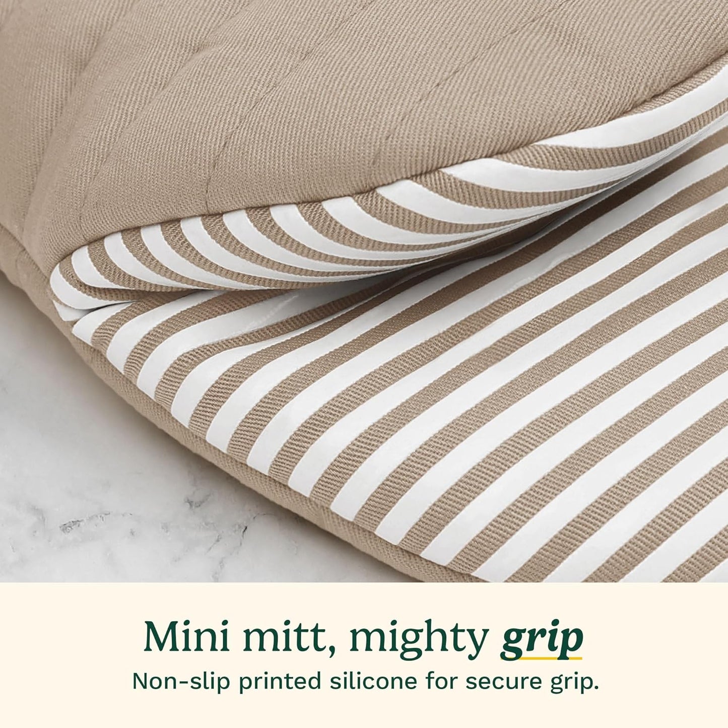 Cuisinart Mini Oven Mitts – 5.5” x 8” Heat-Resistant Kitchen Mitts for Oven with Non-Slip Printed Silicone, Cotton Filling, and Faux Leather Loop – Durable Oven Mitt Set for Cooking & Baking (Horizon)