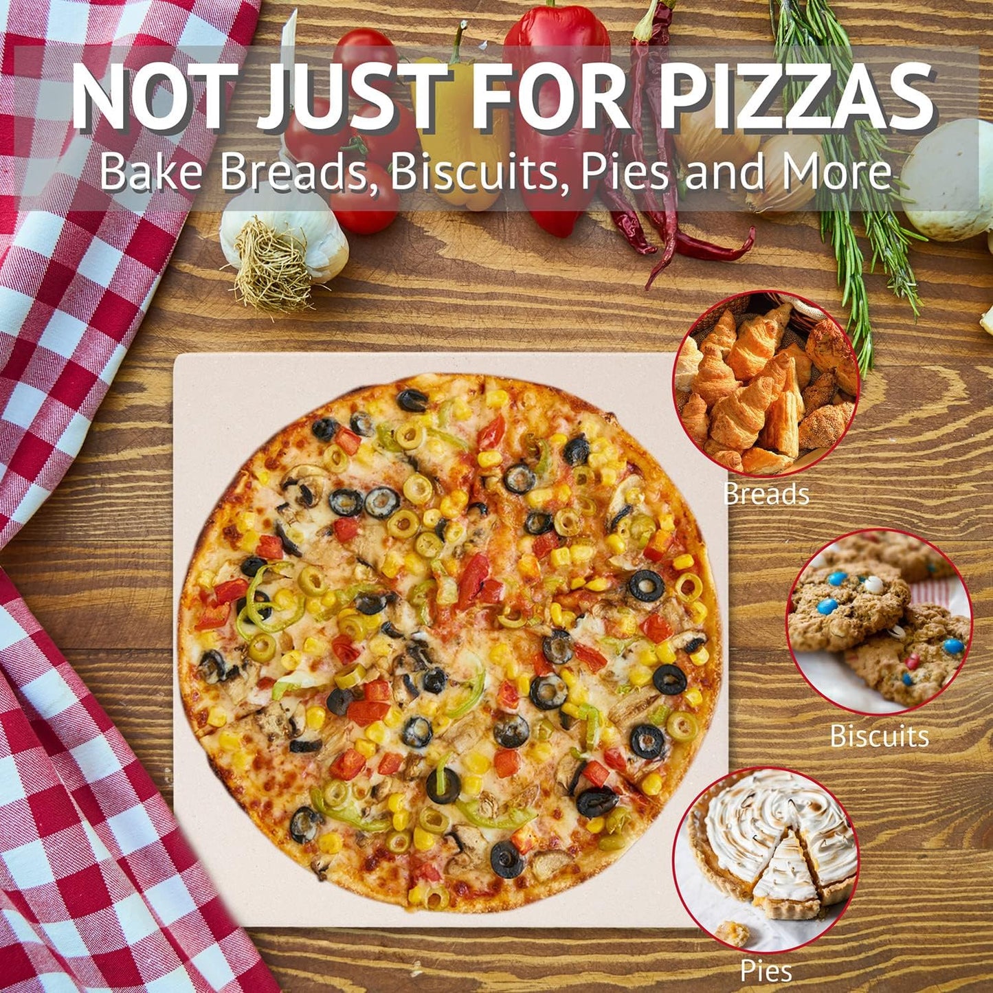 10”x10.4”x0.5” Pizza Stone for Toaster Oven | Rectangular Cordierite Grilling Stone Bread Baking Stone for Grill, Oven