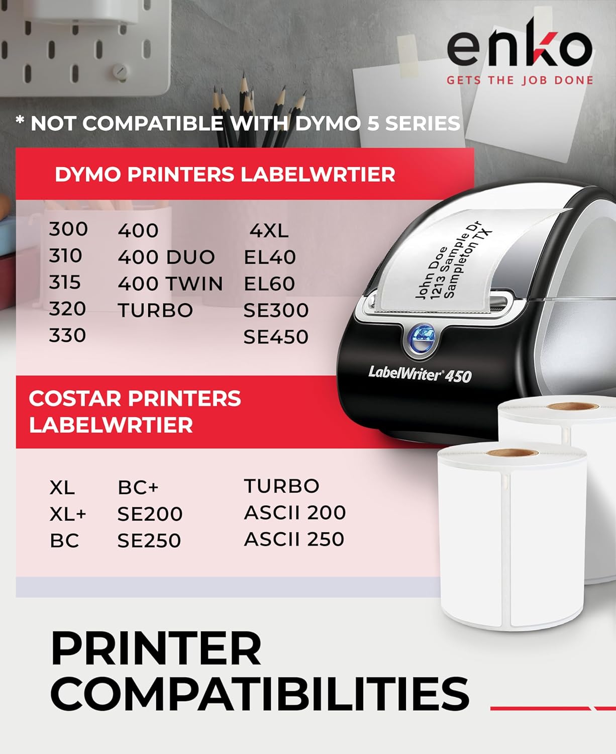 enKo Dymo 4XL Labels 4 x 6 1744907 Compatible for Dymo Labelwriter 4XL Shipping Label Thermal Printer (48 Rolls, 10,560 Labels)
