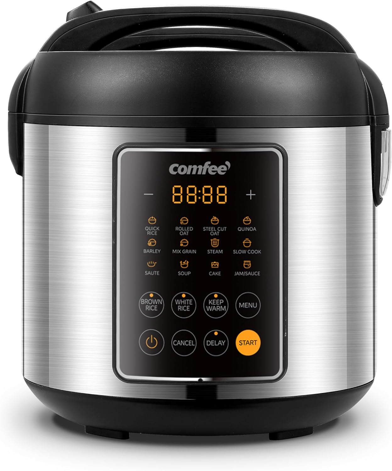 COMFEE' Rice Cooker, 14-in-1 Stainless Steel Multi Cooker, Slow Cooker, Steamer, Sauté, and Warmer, 5.3 QT, 20 Cups Cooked (10 Cups Uncooked), Brown Rice, Quinoa and Oatmeal